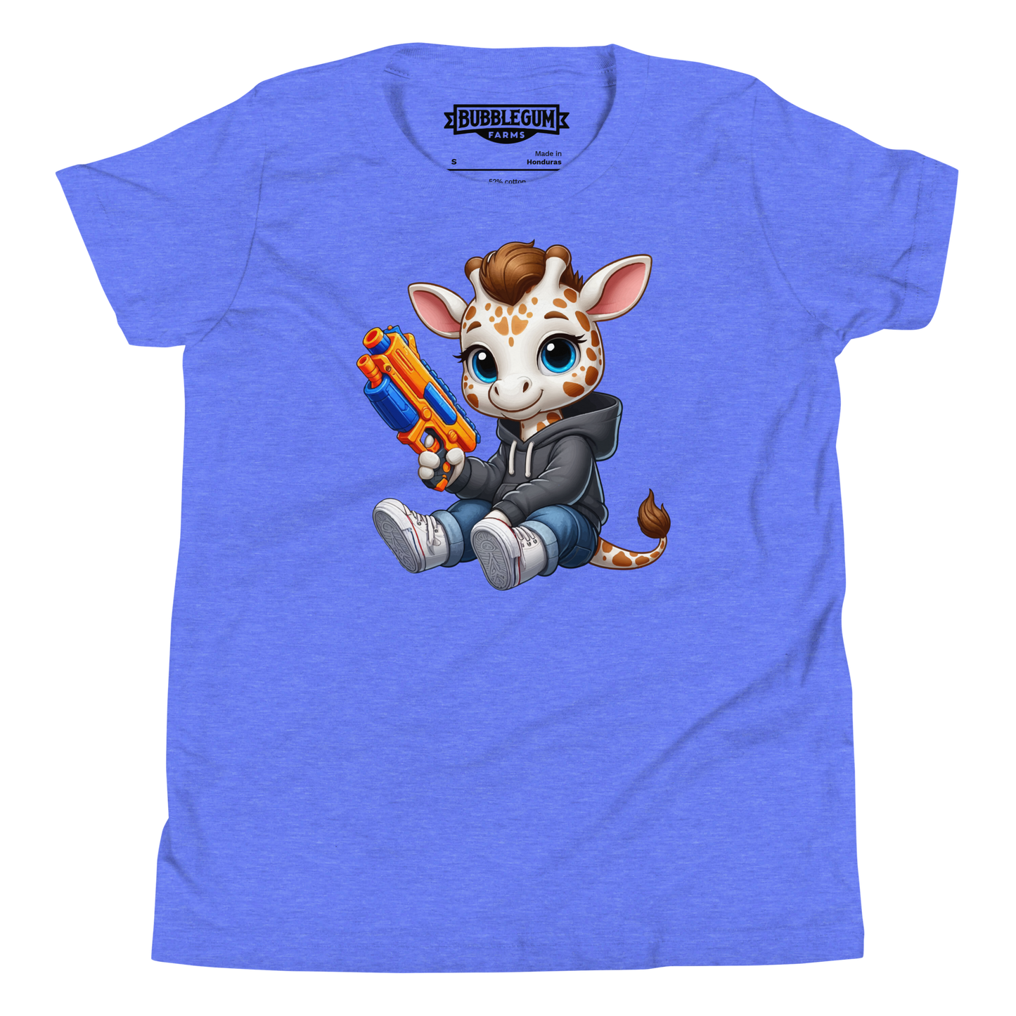 White Giraffe with Foam Dart Blaster - Youth Staple Tee