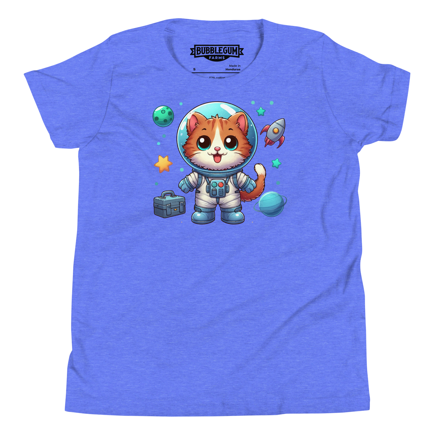 Space Kitten with Planets - Youth Staple Tee
