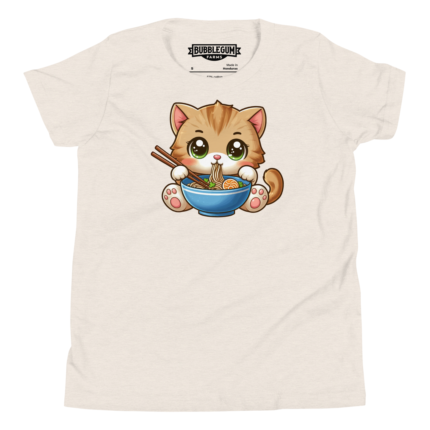 Brown Kitten - Eating Ramen - Youth Staple Tee