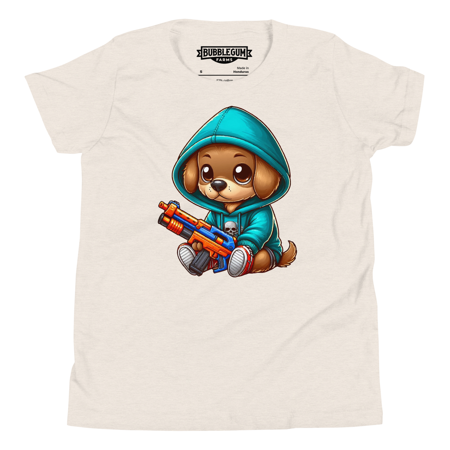 Brown Puppy with Foam Dart Blaster - Youth Staple Tee