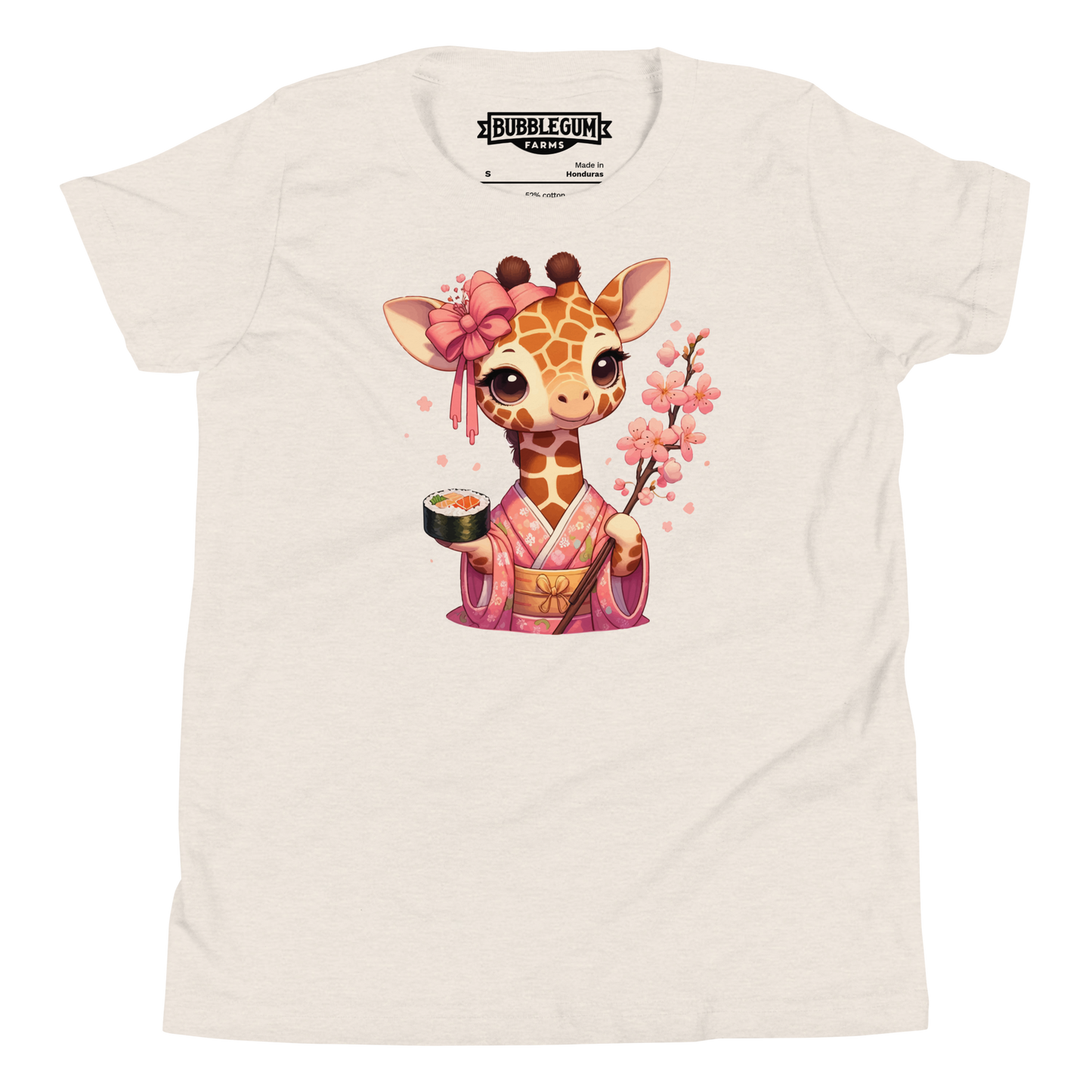 Geisha Giraffe - Holding Cherry Blossoms - Youth Staple Tee