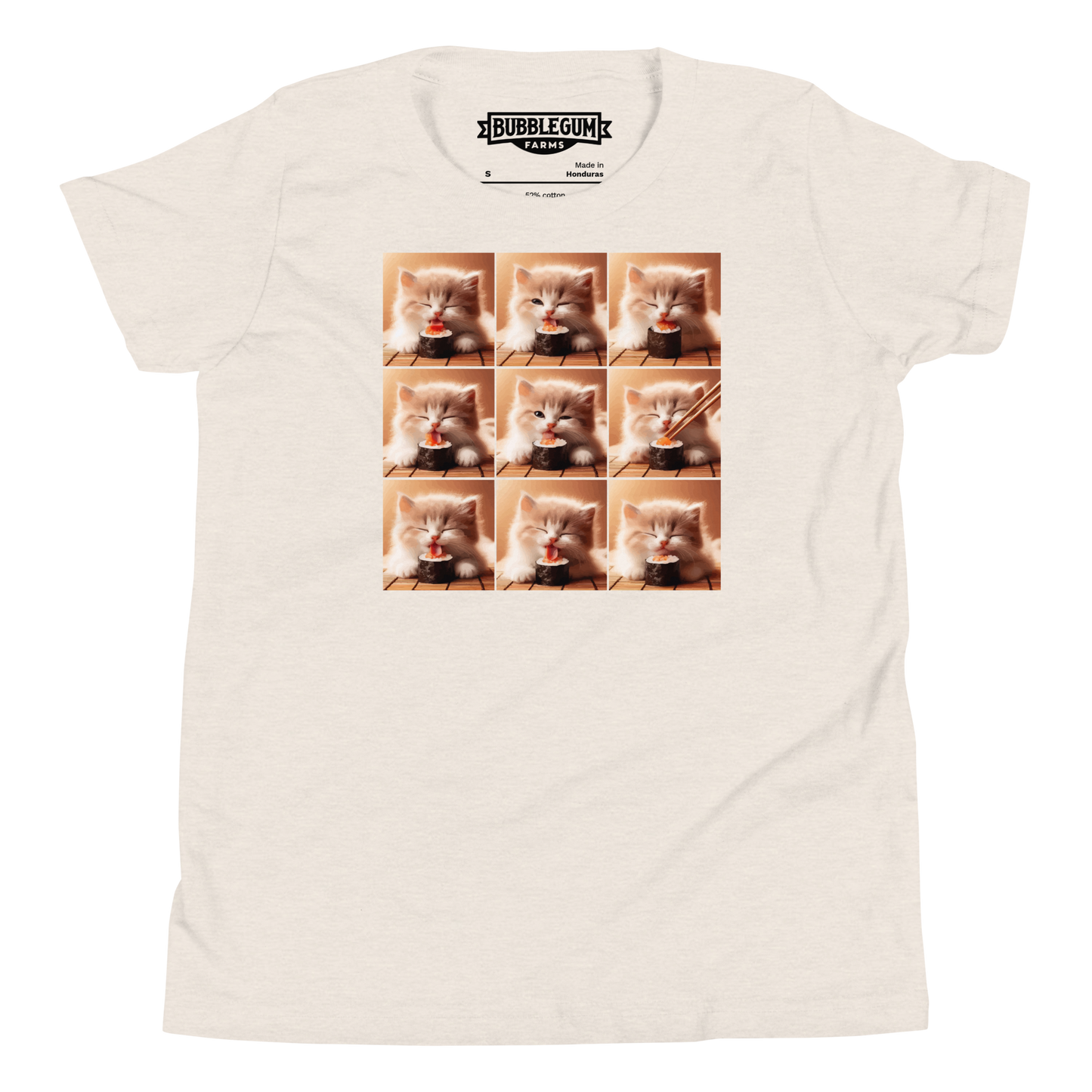 Kittens Eating Sushi Collage - Youth Staple Tee