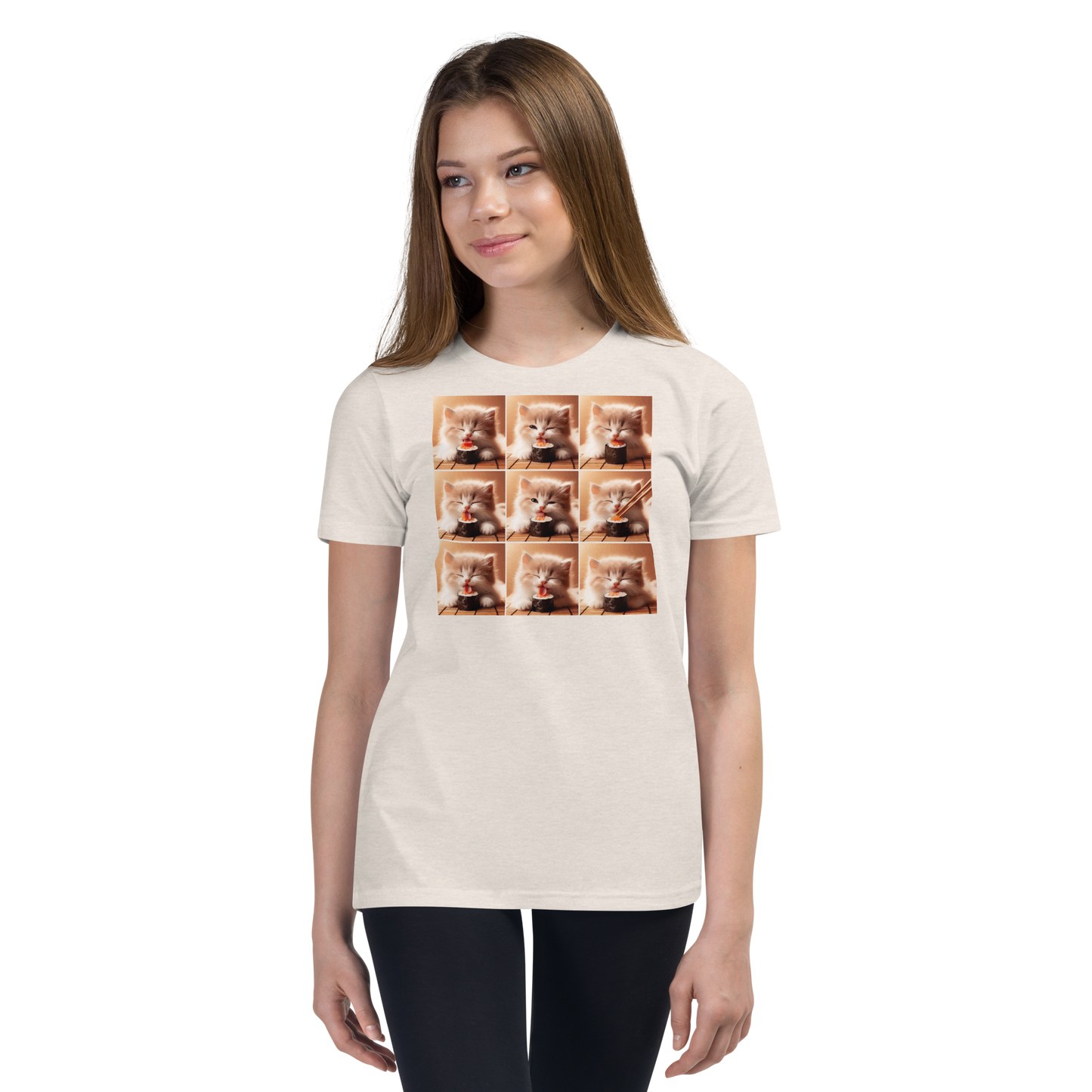 Kittens Eating Sushi Collage - Youth Staple Tee