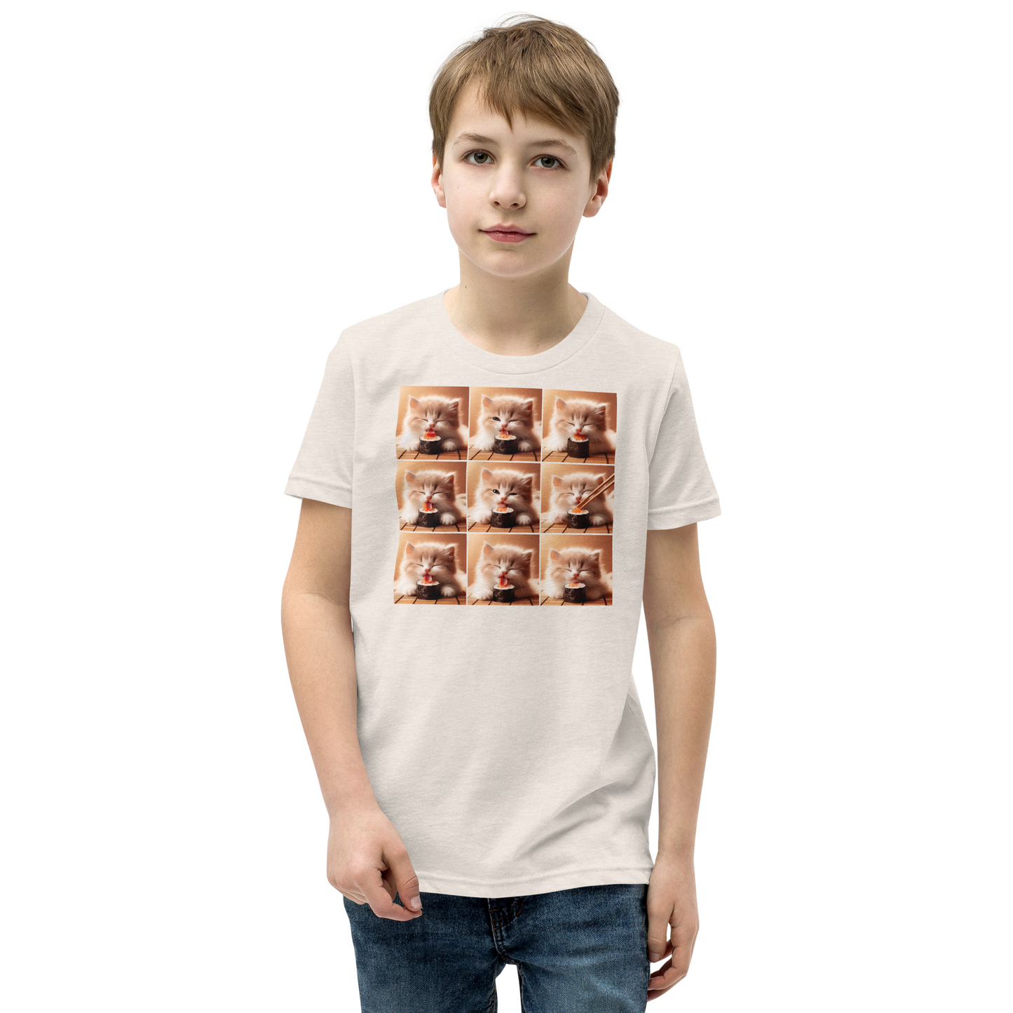 Kittens Eating Sushi Collage - Youth Staple Tee