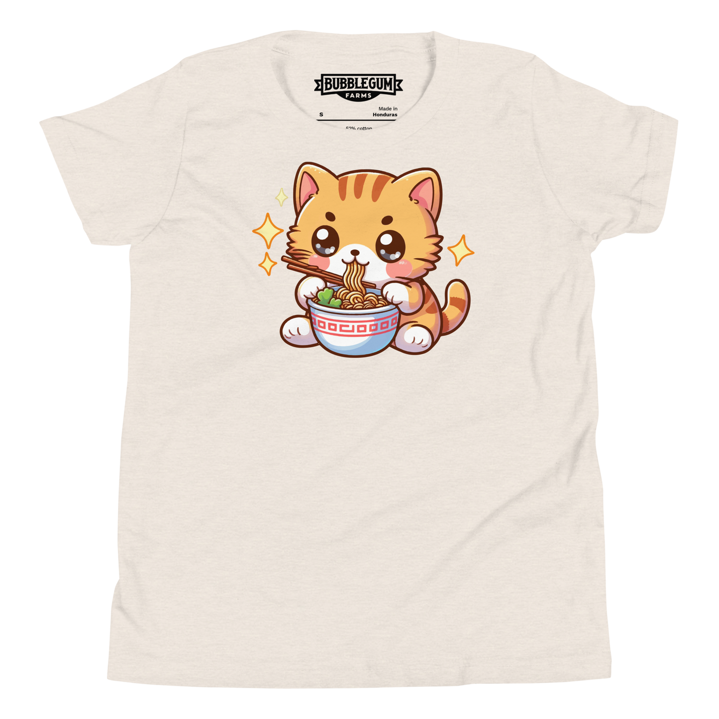Orange Kitten - Eating Ramen - Youth Staple Tee