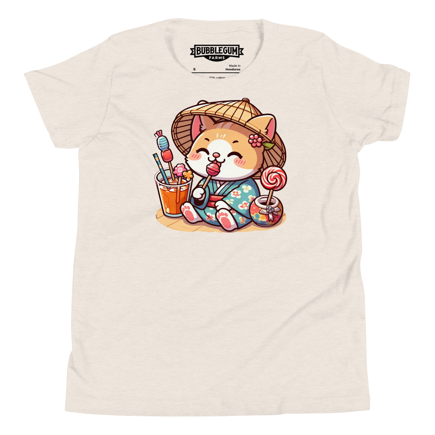 Orange Kitten in a Kimono - Youth Staple Tee