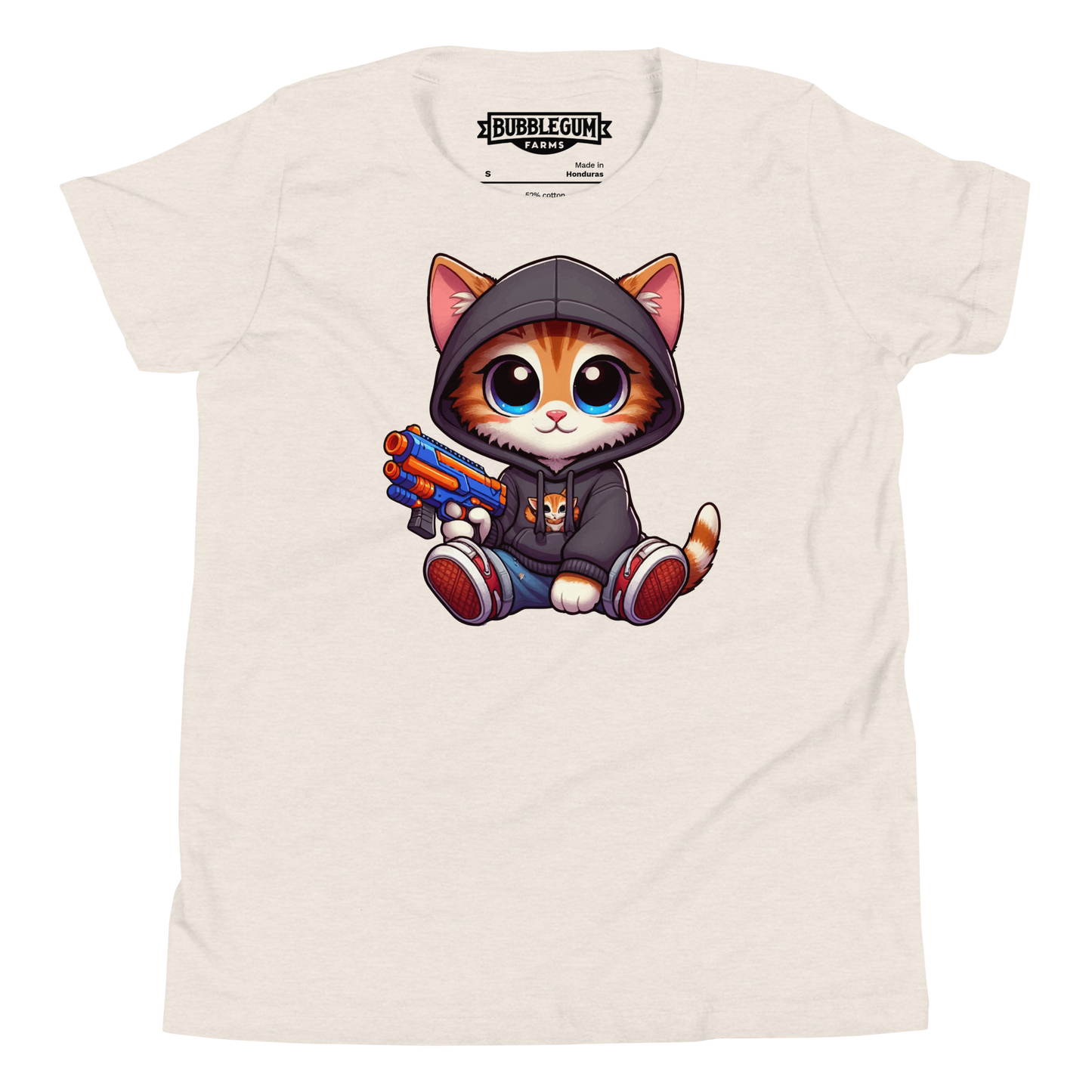 Orange Kitten with Foam Dart Blaster - Youth Staple Tee