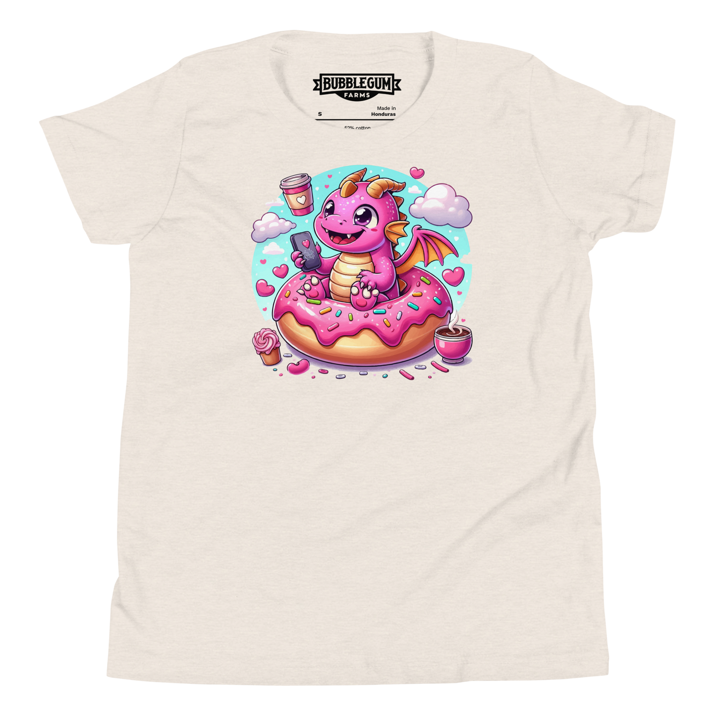 Pink Dragon - Loving Coffee and Donuts - Youth Staple Tee