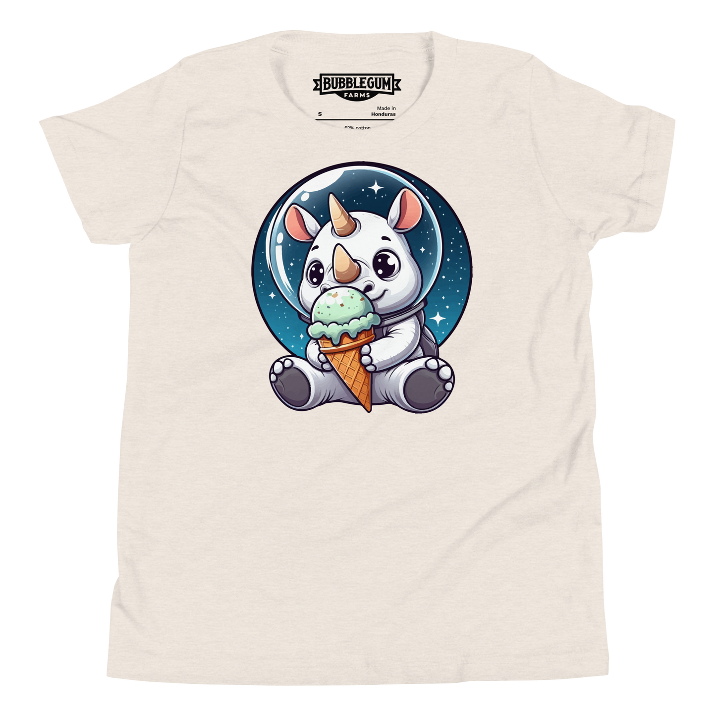Space Rhino - Eating Ice Cream - Youth Staple Tee