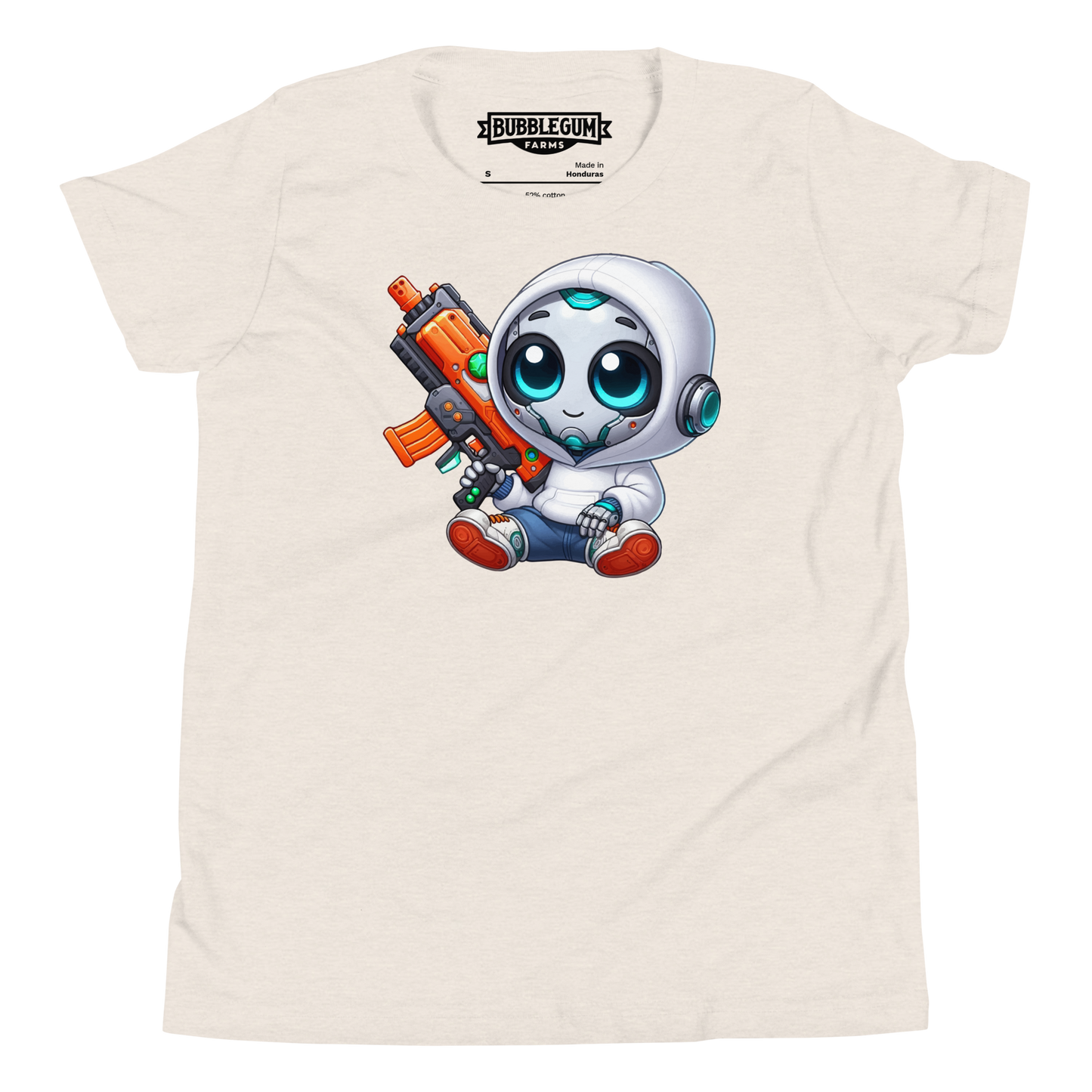 White Robot with Foam Dart Blaster - Youth Staple Tee