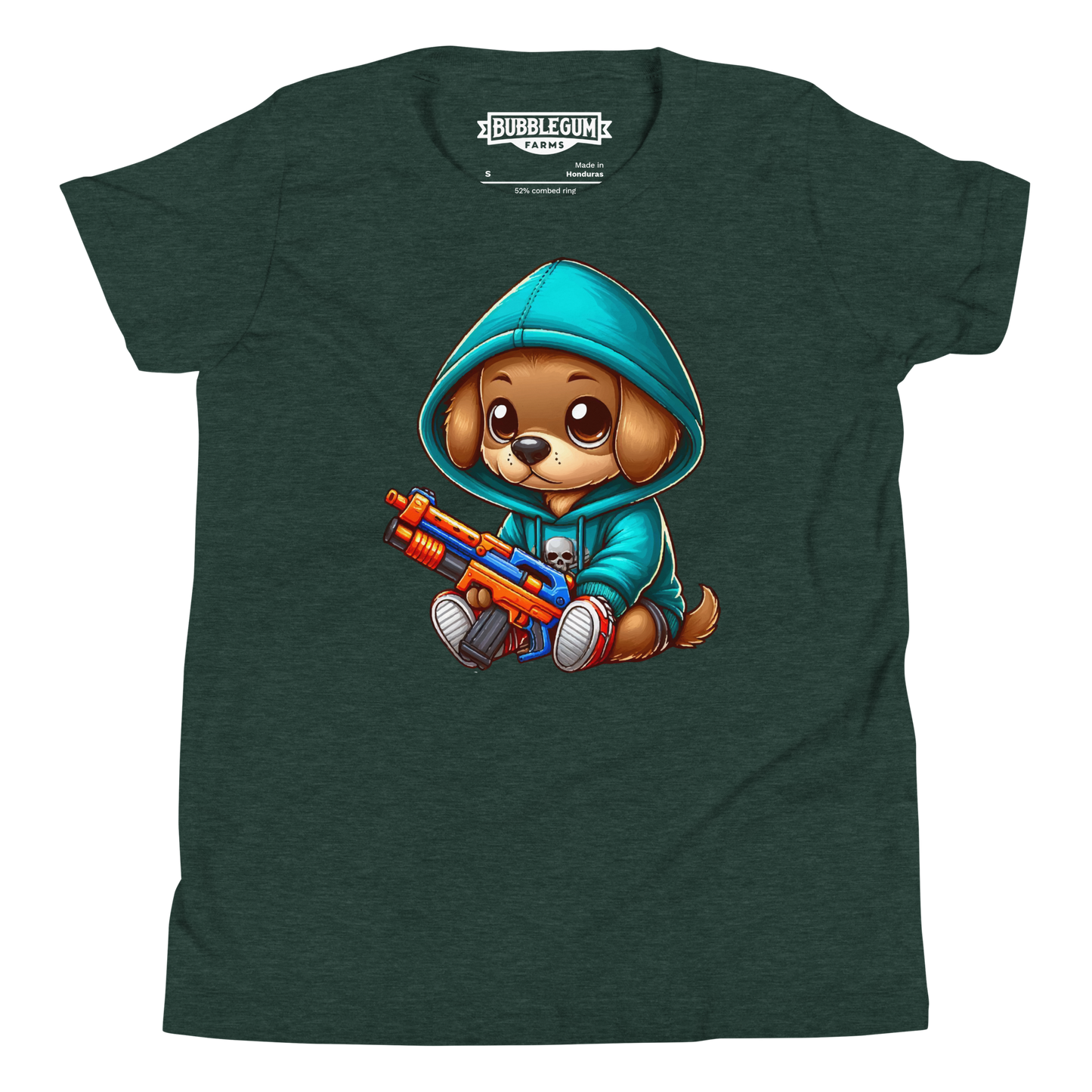Brown Puppy with Foam Dart Blaster - Youth Staple Tee