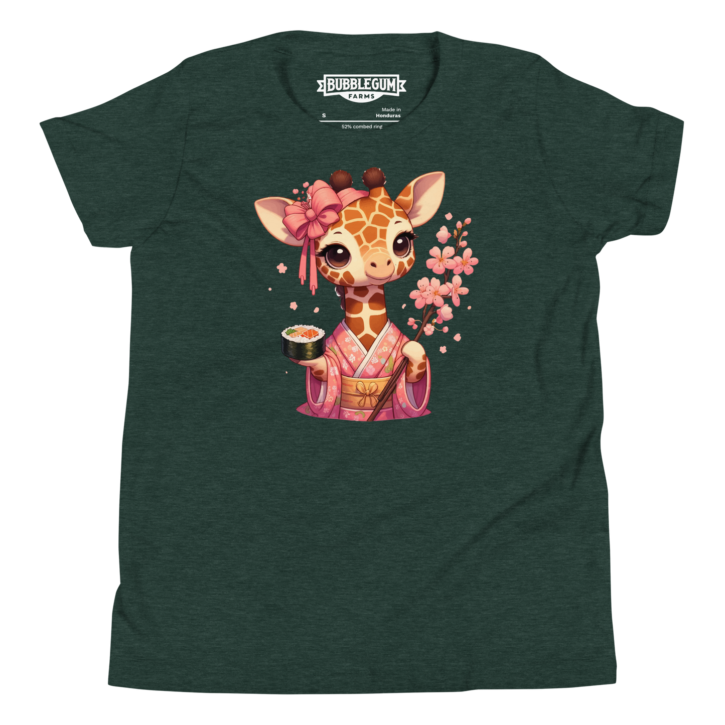 Geisha Giraffe - Holding Cherry Blossoms - Youth Staple Tee