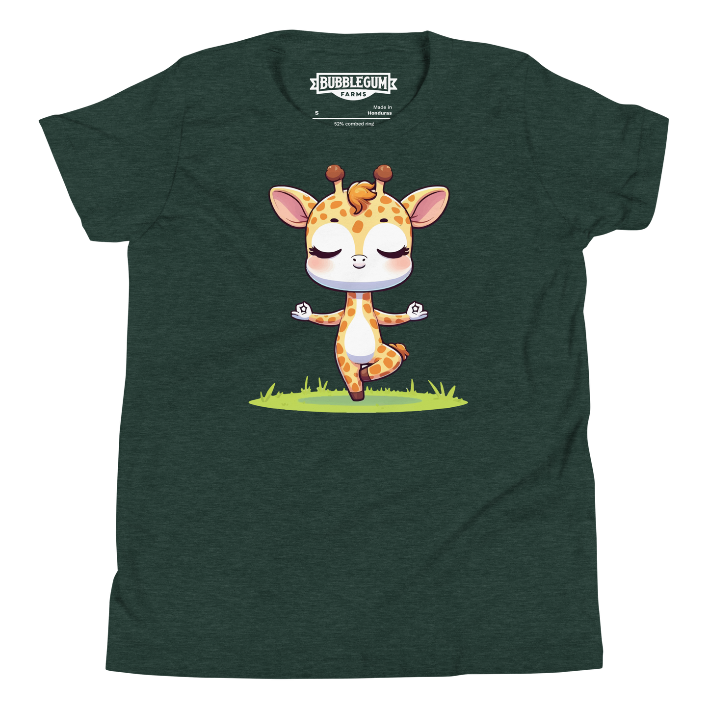 Giraffe doing Yoga - Youth Staple Tee