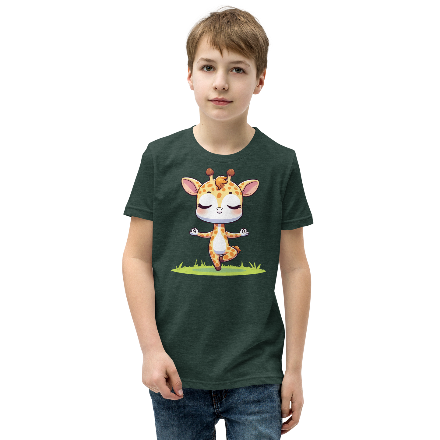 Giraffe doing Yoga - Youth Staple Tee