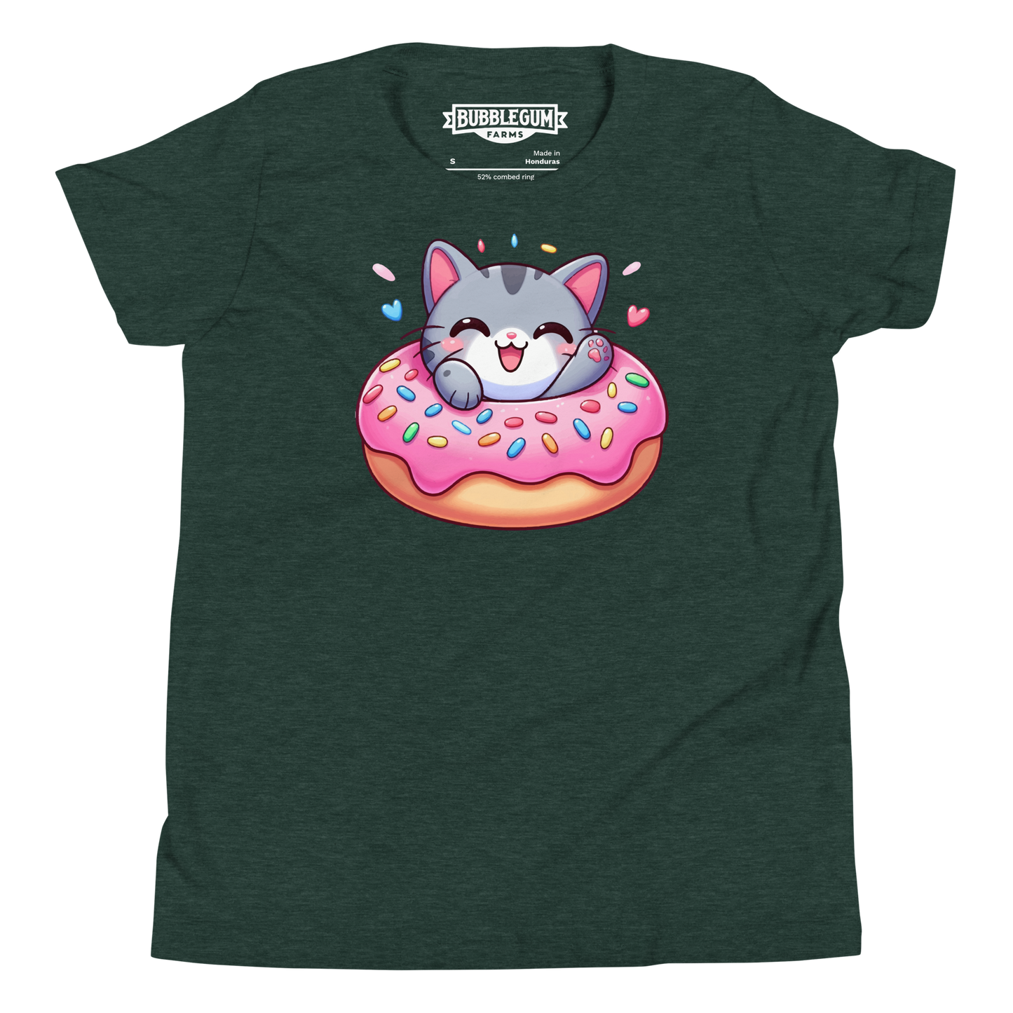 Grey Kitten - Laughing in a Donut - Youth Staple Tee