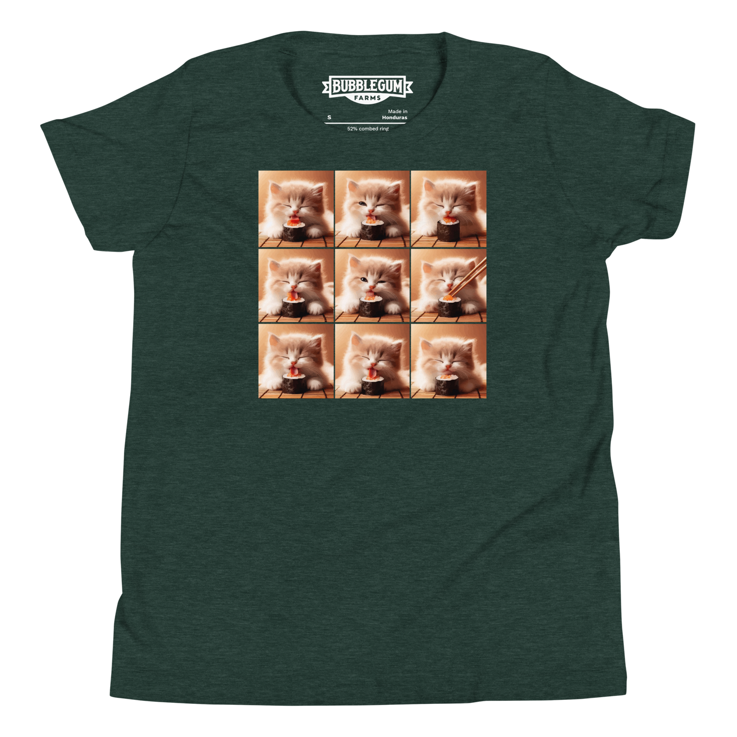 Kittens Eating Sushi Collage - Youth Staple Tee