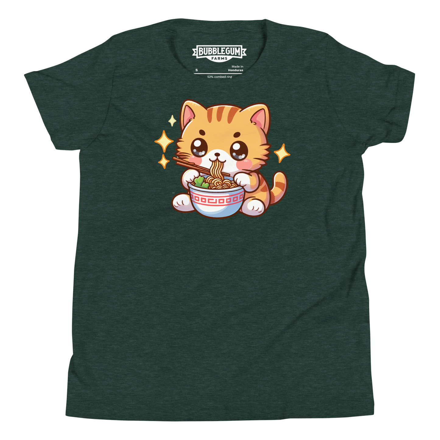 Orange Kitten - Eating Ramen - Youth Staple Tee