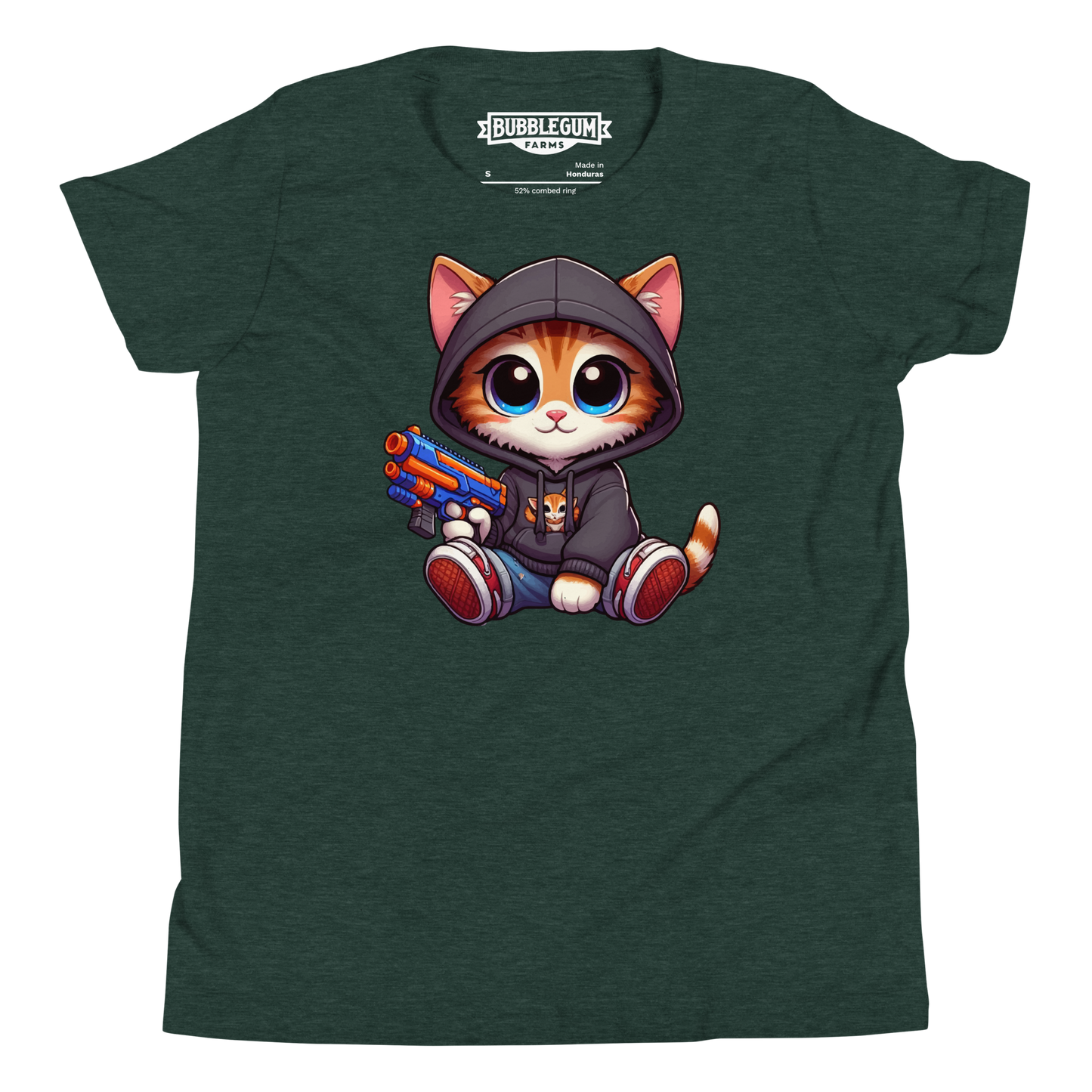 Orange Kitten with Foam Dart Blaster - Youth Staple Tee