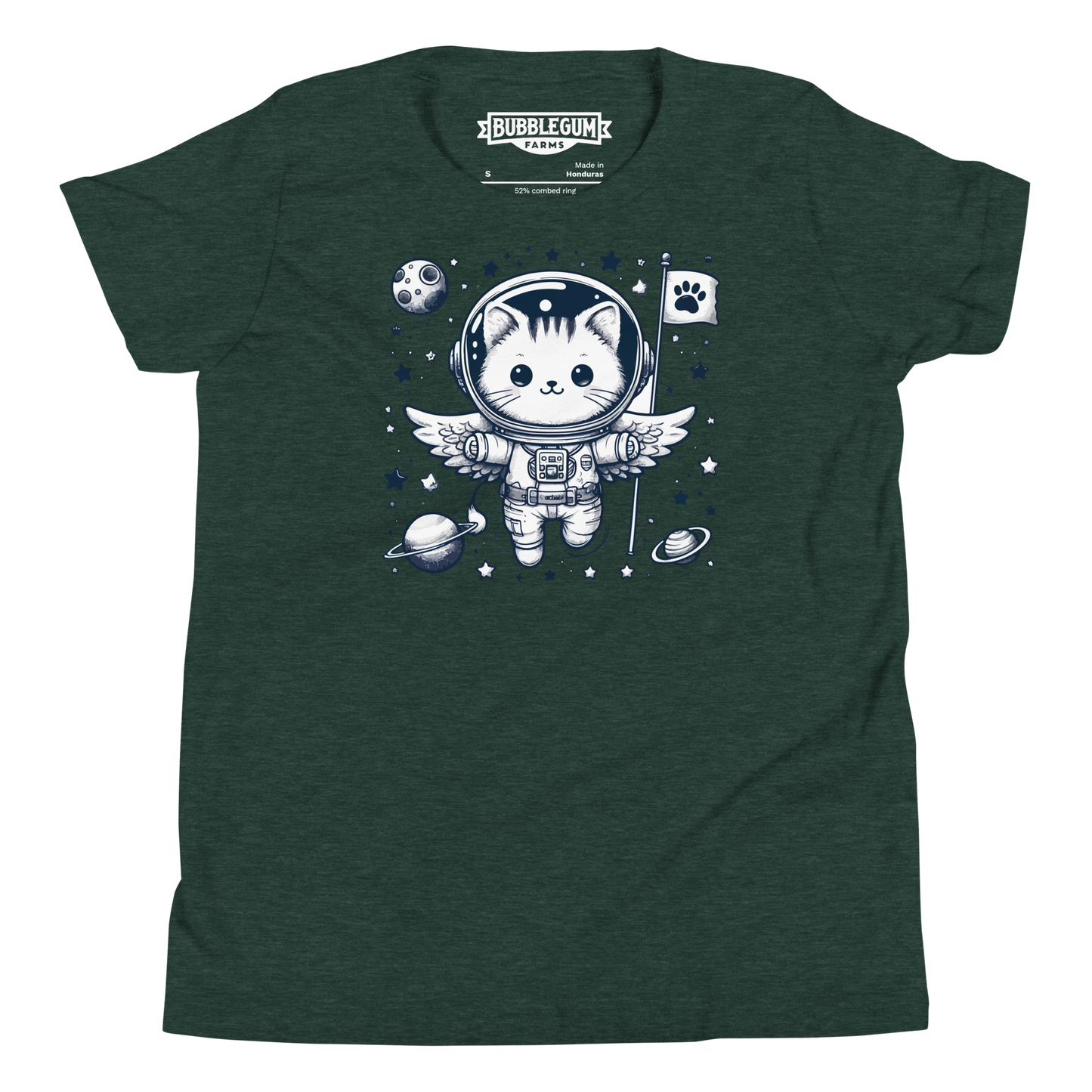 Space Kitten with Stars - Youth Staple Tee