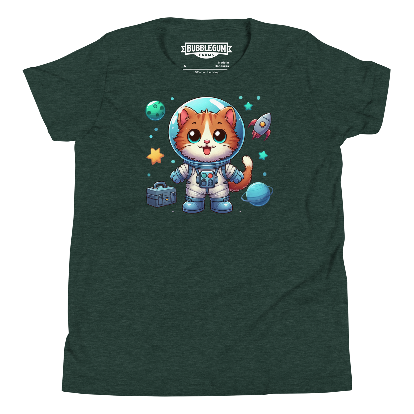 Space Kitten with Planets - Youth Staple Tee