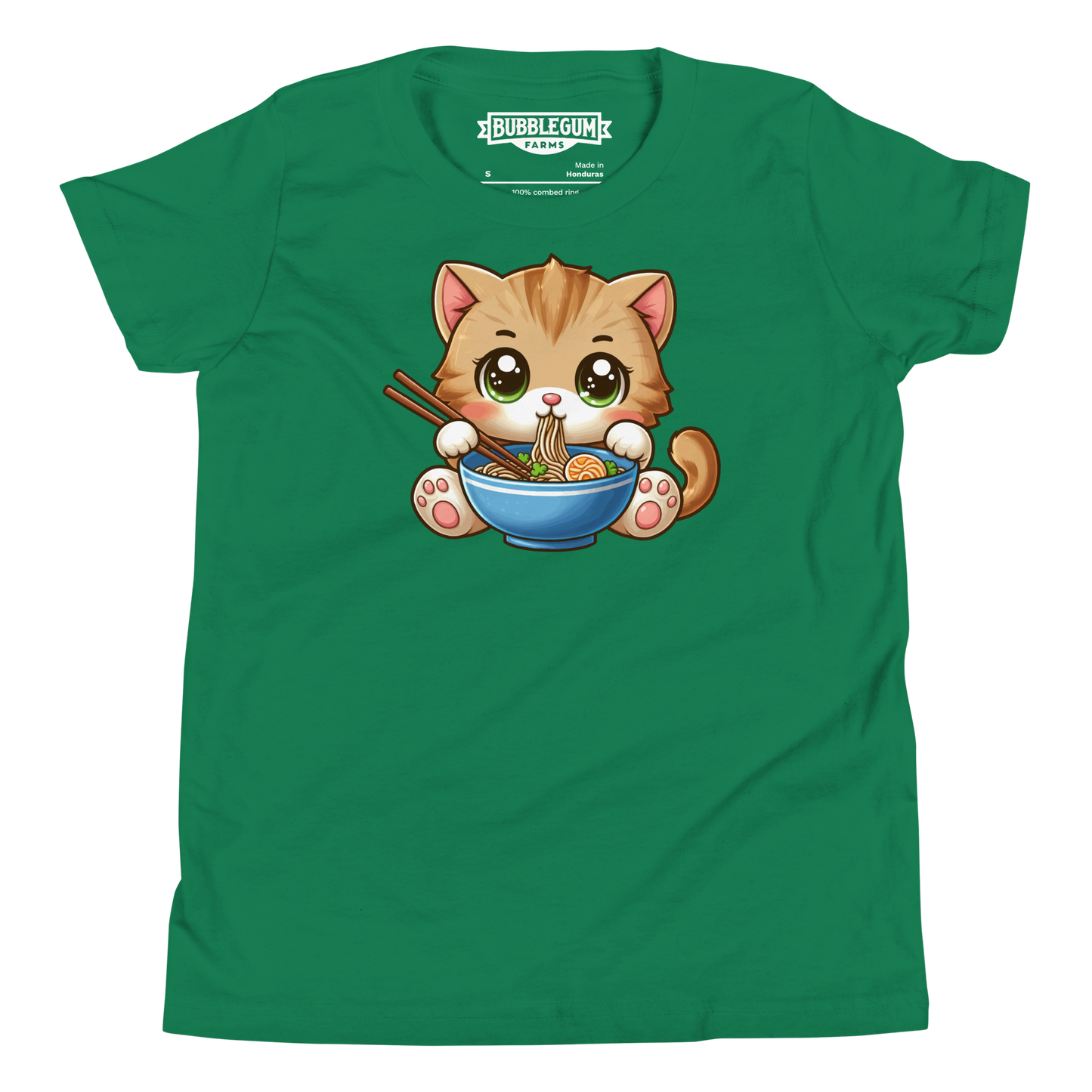 Brown Kitten - Eating Ramen - Youth Staple Tee