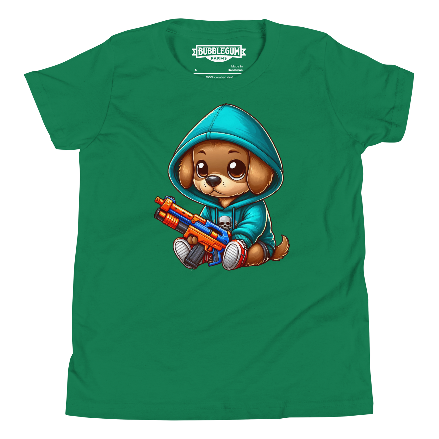 Brown Puppy with Foam Dart Blaster - Youth Staple Tee