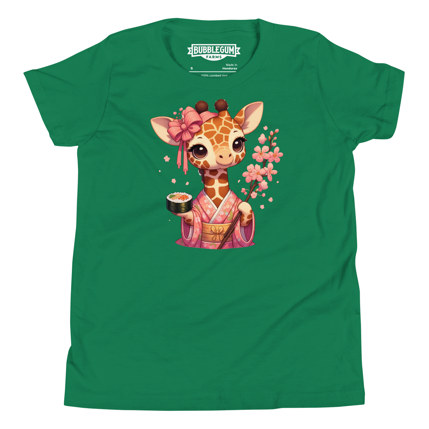 Geisha Giraffe - Holding Cherry Blossoms - Youth Staple Tee
