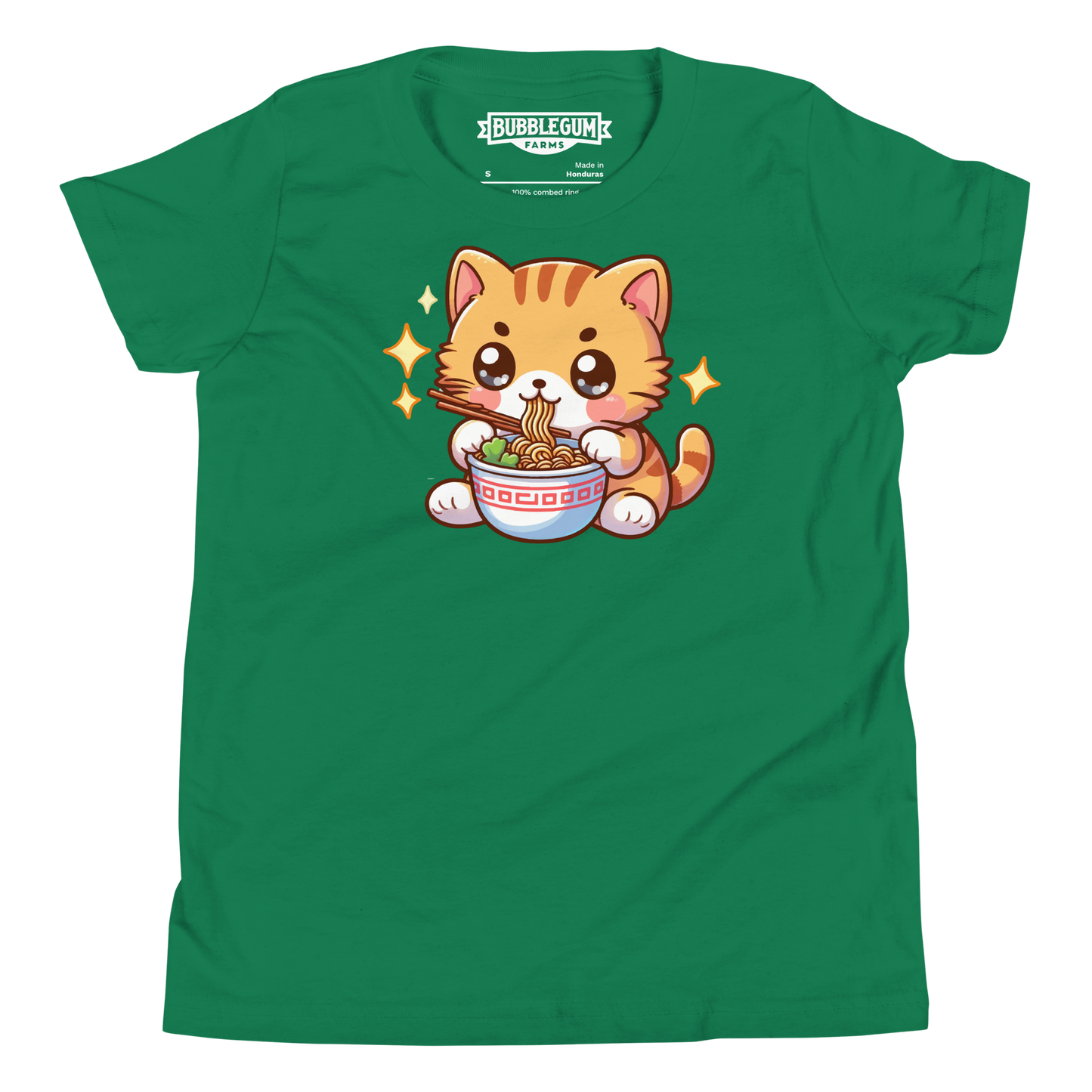 Orange Kitten - Eating Ramen - Youth Staple Tee