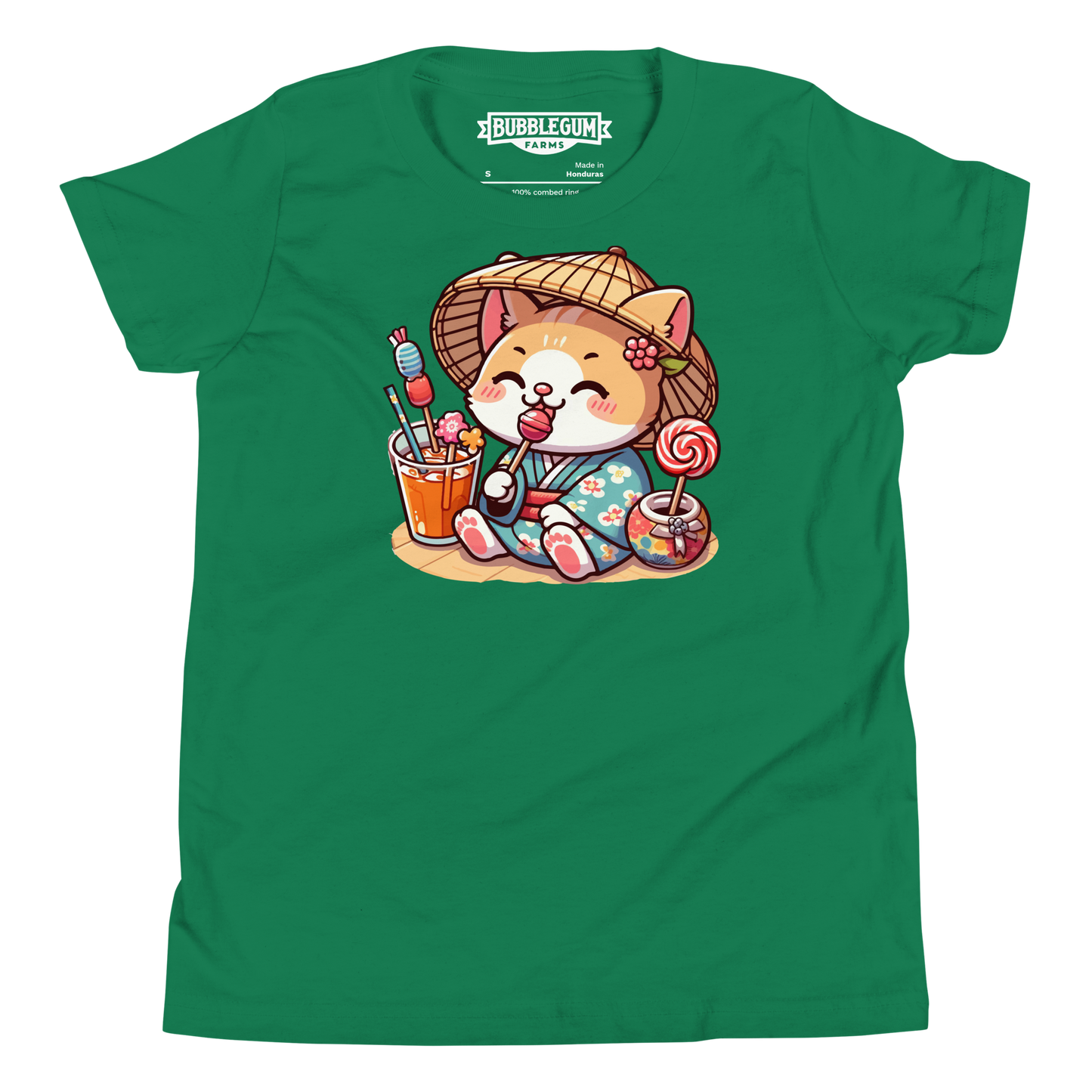 Orange Kitten in a Kimono - Youth Staple Tee
