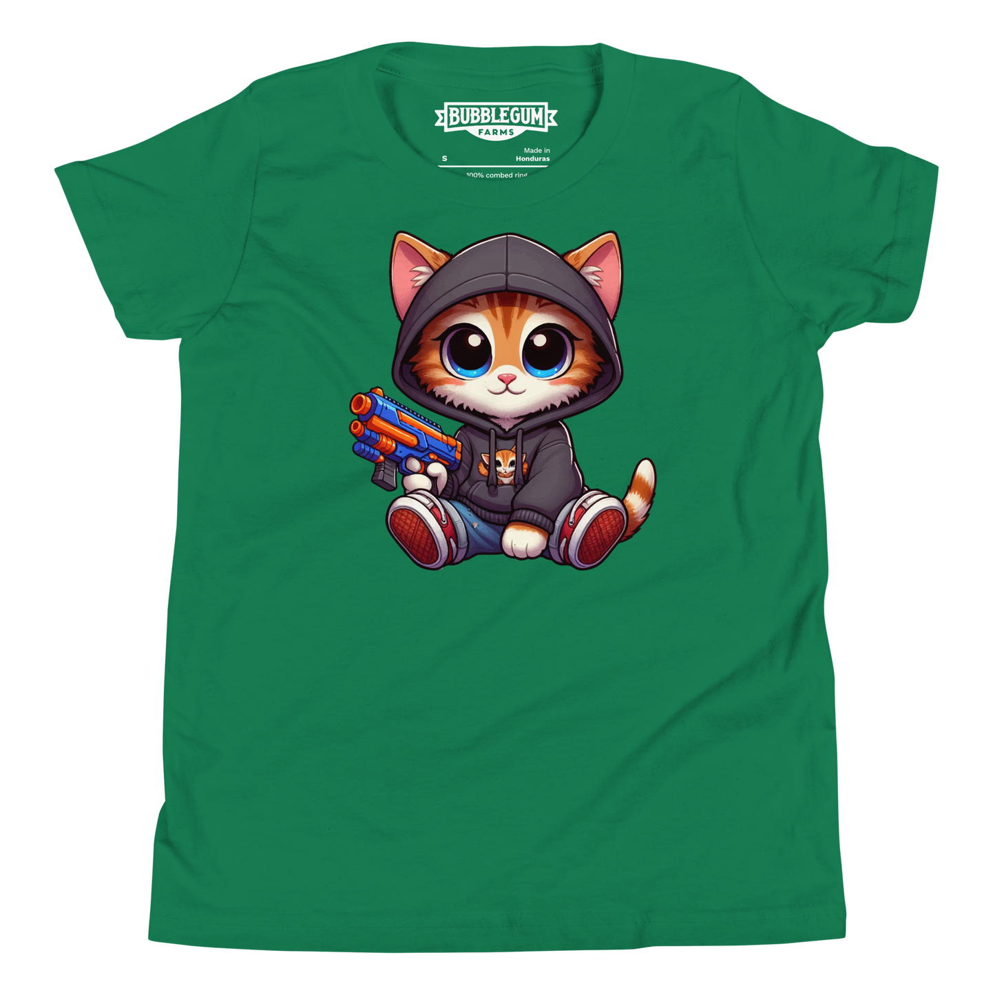 Orange Kitten with Foam Dart Blaster - Youth Staple Tee