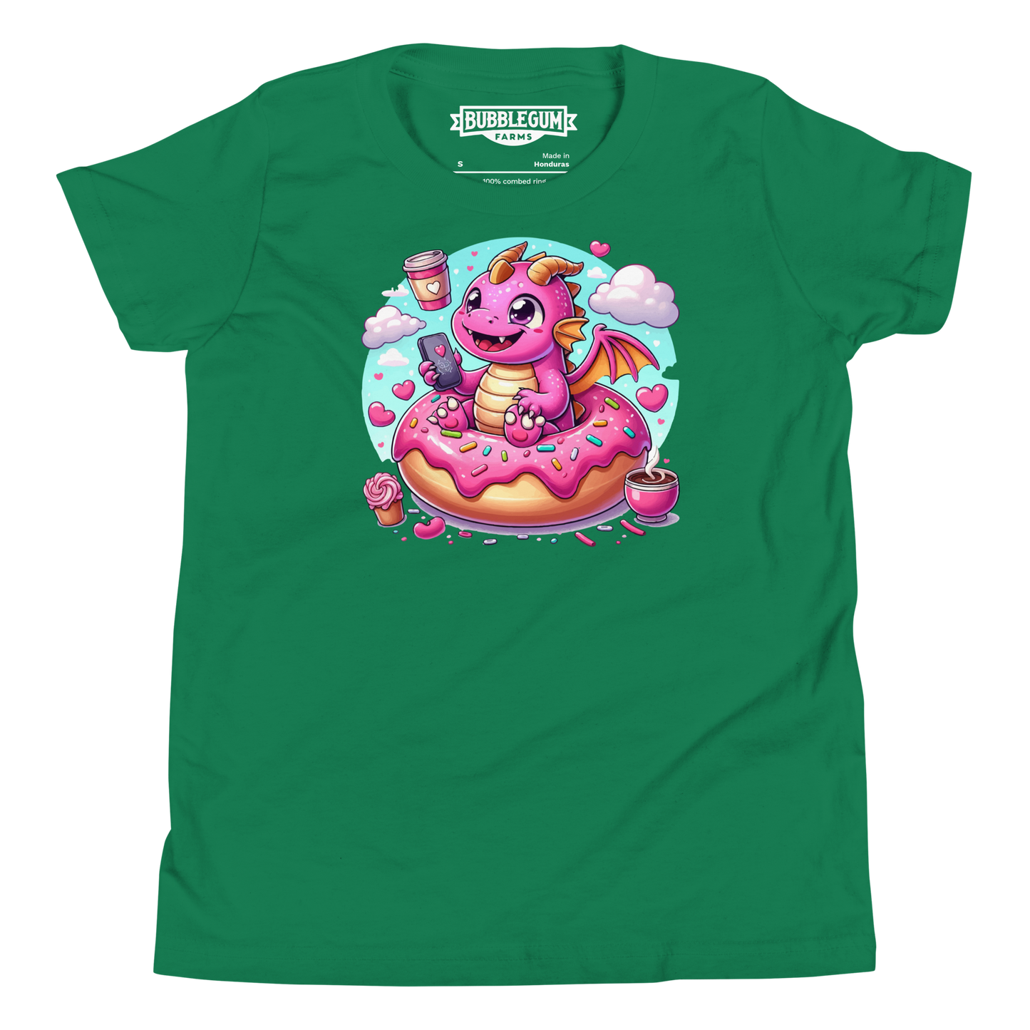 Pink Dragon - Loving Coffee and Donuts - Youth Staple Tee
