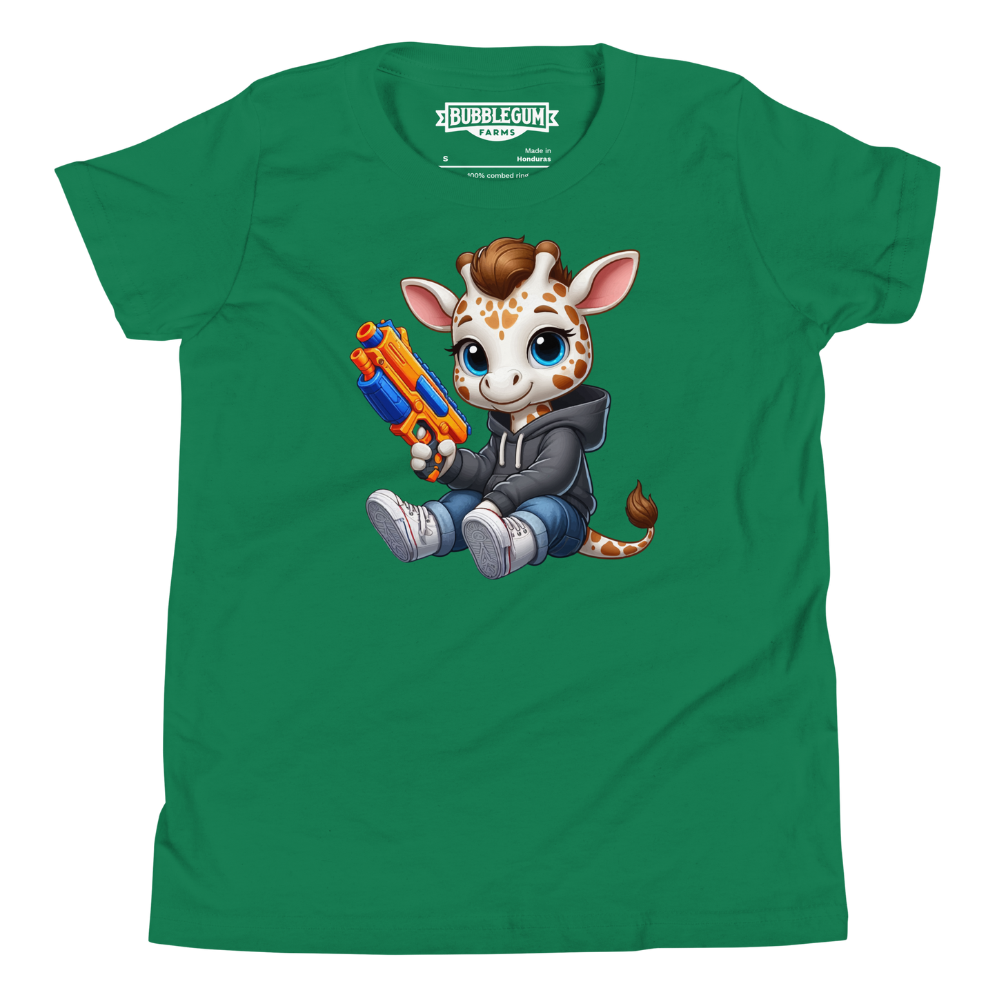 White Giraffe with Foam Dart Blaster - Youth Staple Tee