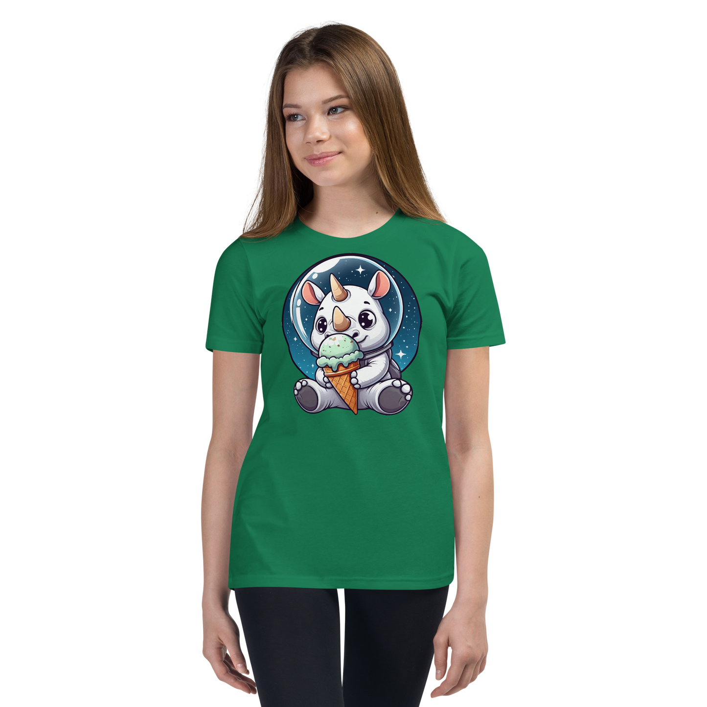 Space Rhino - Eating Ice Cream - Youth Staple Tee