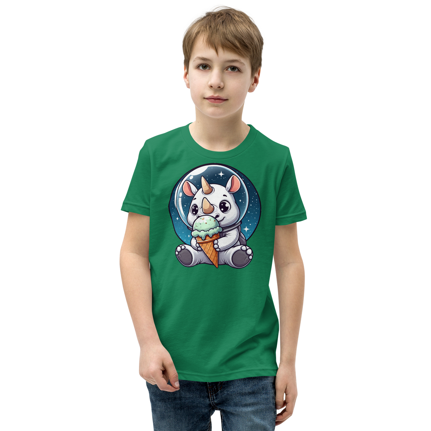Space Rhino - Eating Ice Cream - Youth Staple Tee
