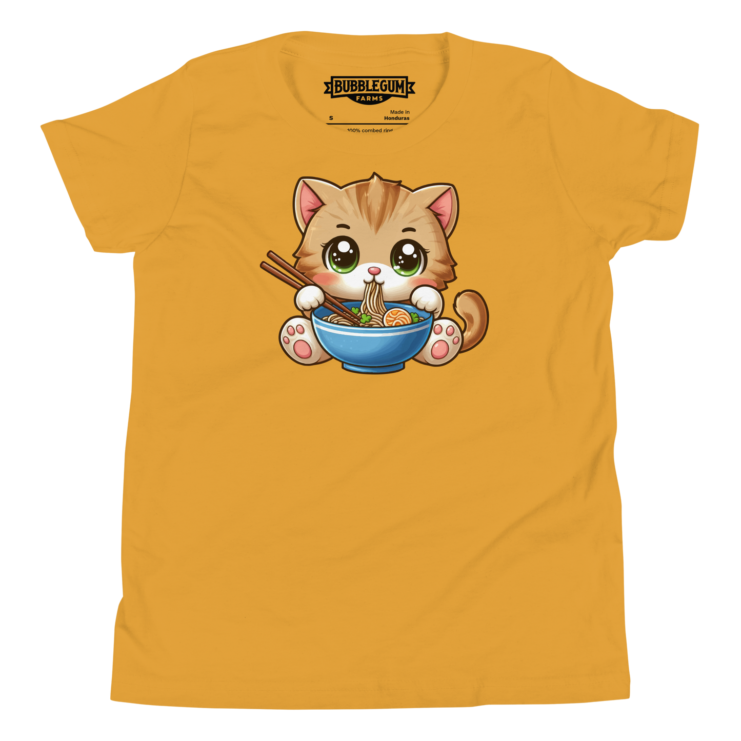 Brown Kitten - Eating Ramen - Youth Staple Tee