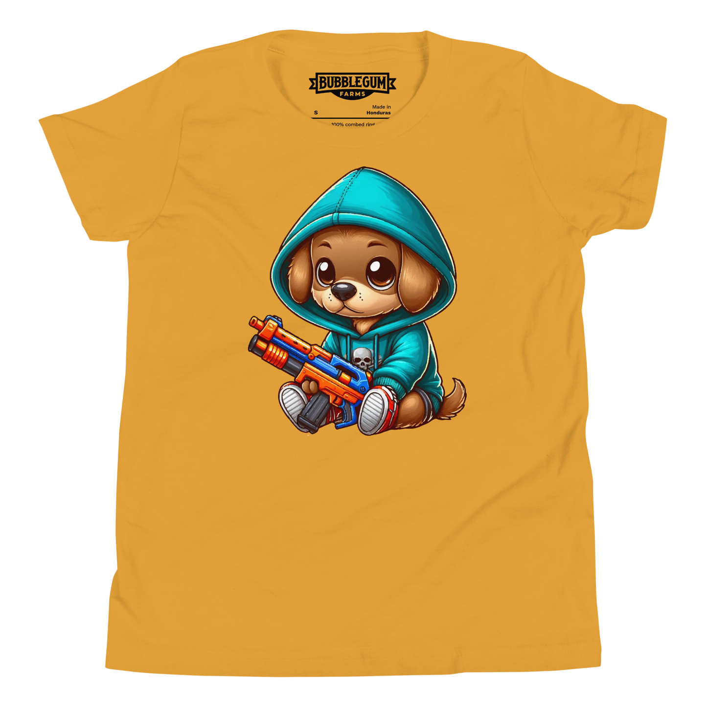 Brown Puppy with Foam Dart Blaster - Youth Staple Tee