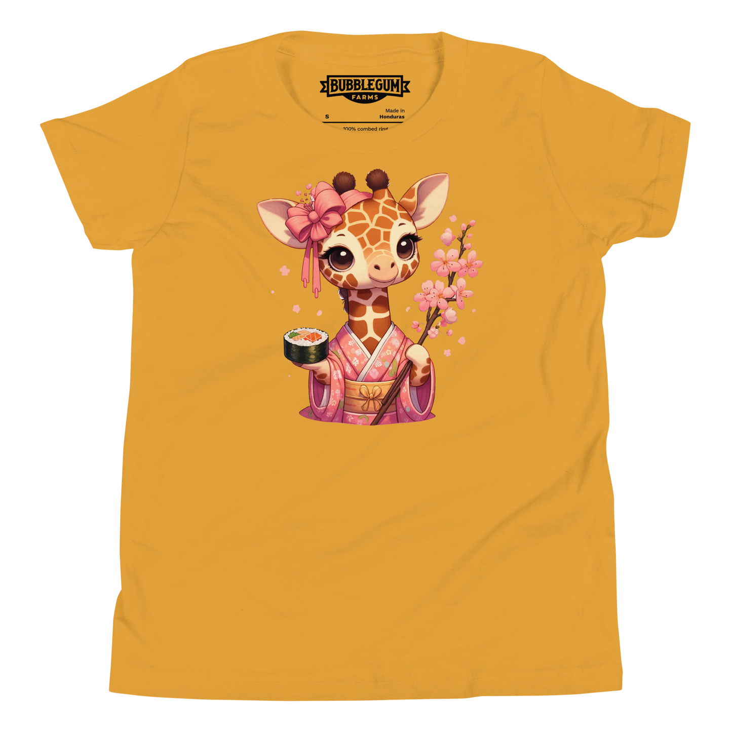 Geisha Giraffe - Holding Cherry Blossoms - Youth Staple Tee
