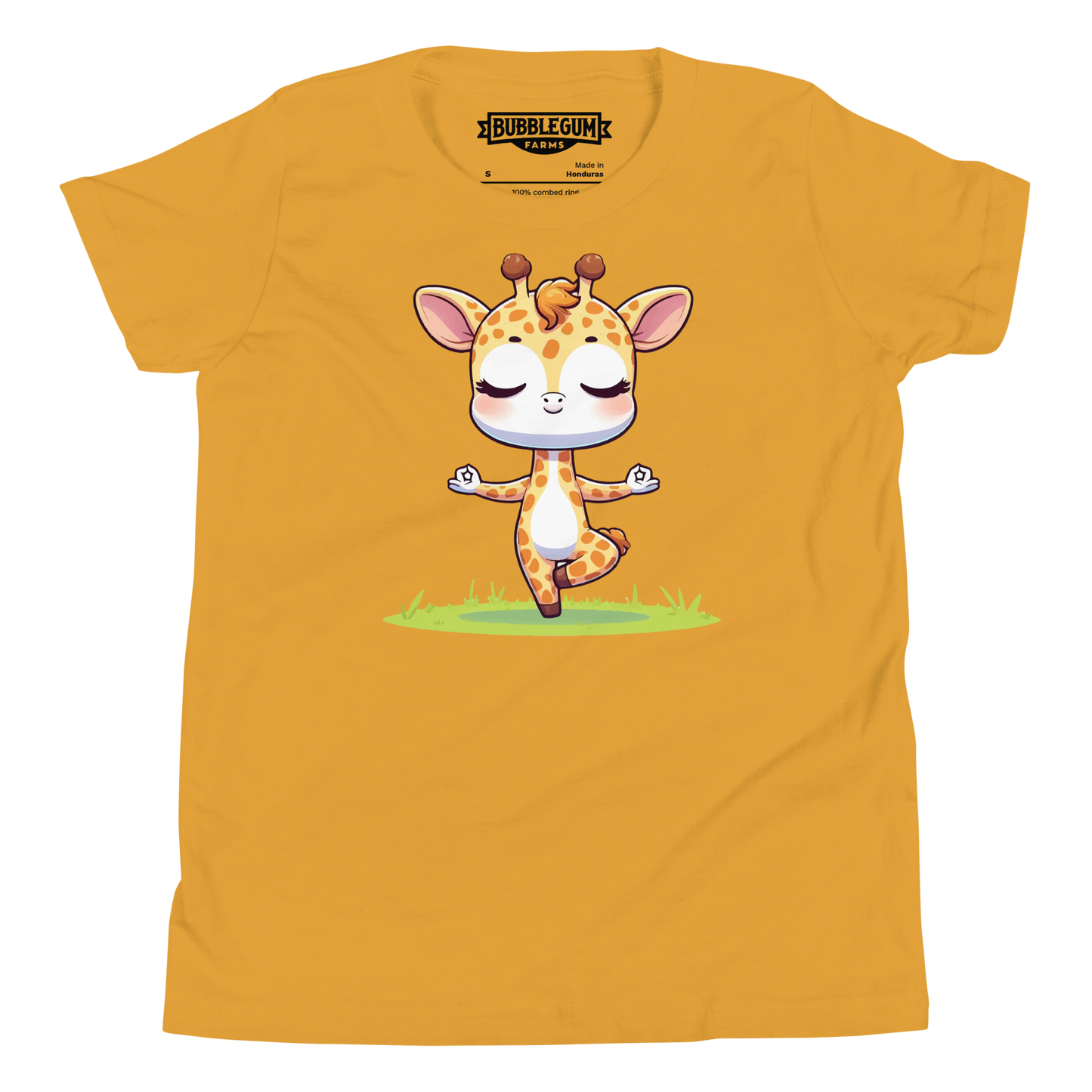 Giraffe doing Yoga - Youth Staple Tee