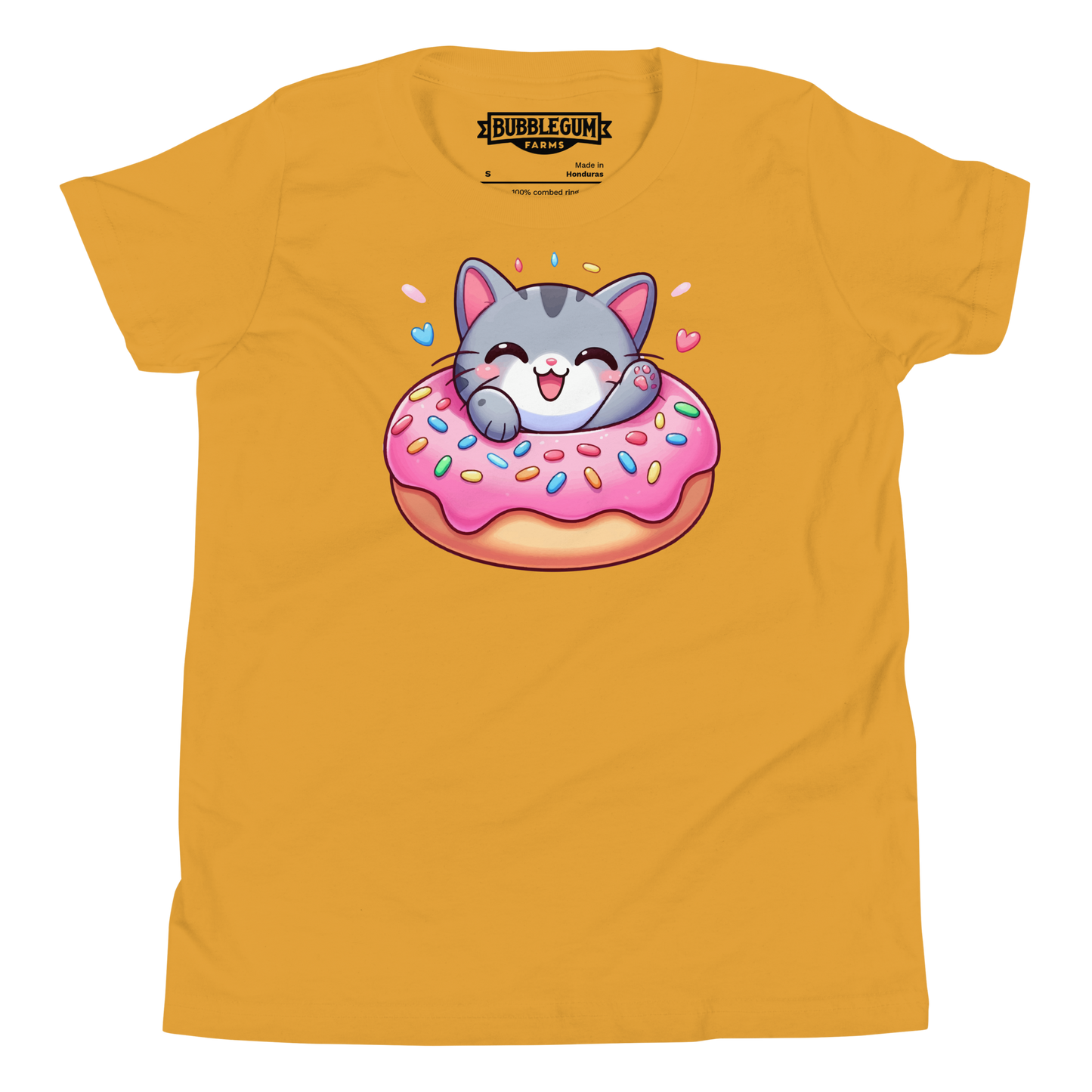 Grey Kitten - Laughing in a Donut - Youth Staple Tee