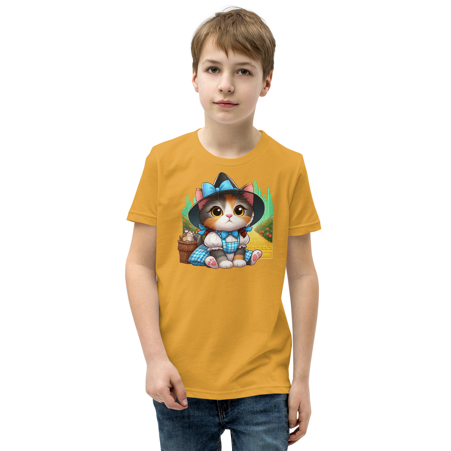 Kitten on a Yellow Brick Road - Youth Staple Tee