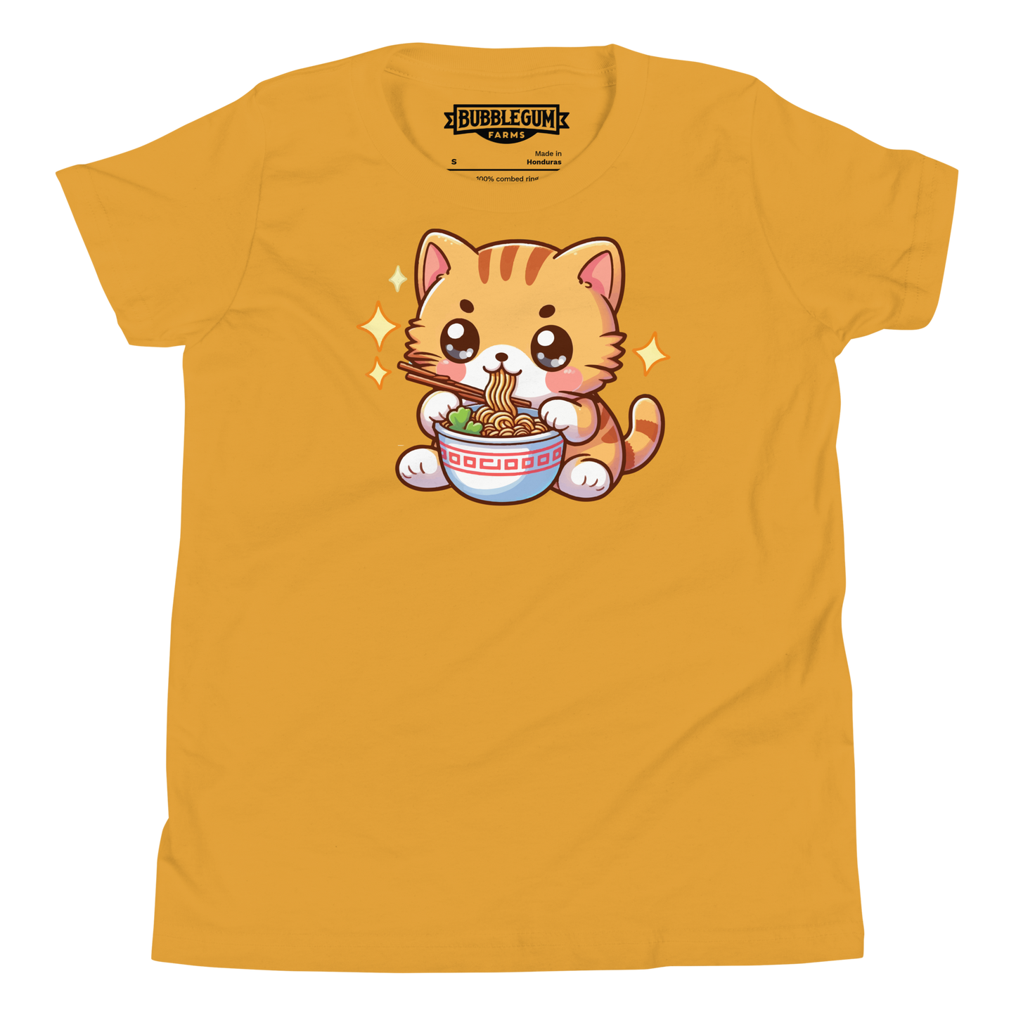 Orange Kitten - Eating Ramen - Youth Staple Tee