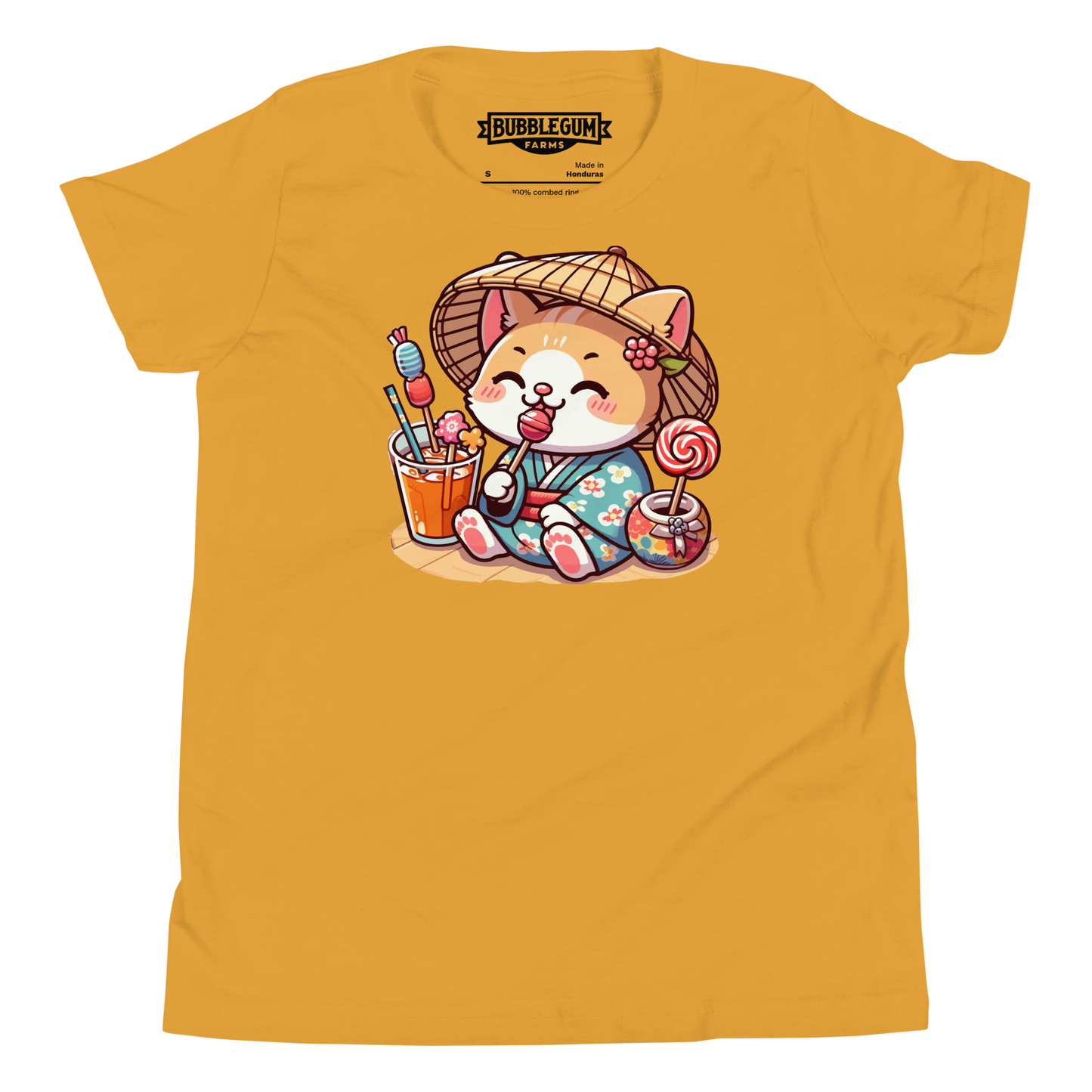 Orange Kitten in a Kimono - Youth Staple Tee