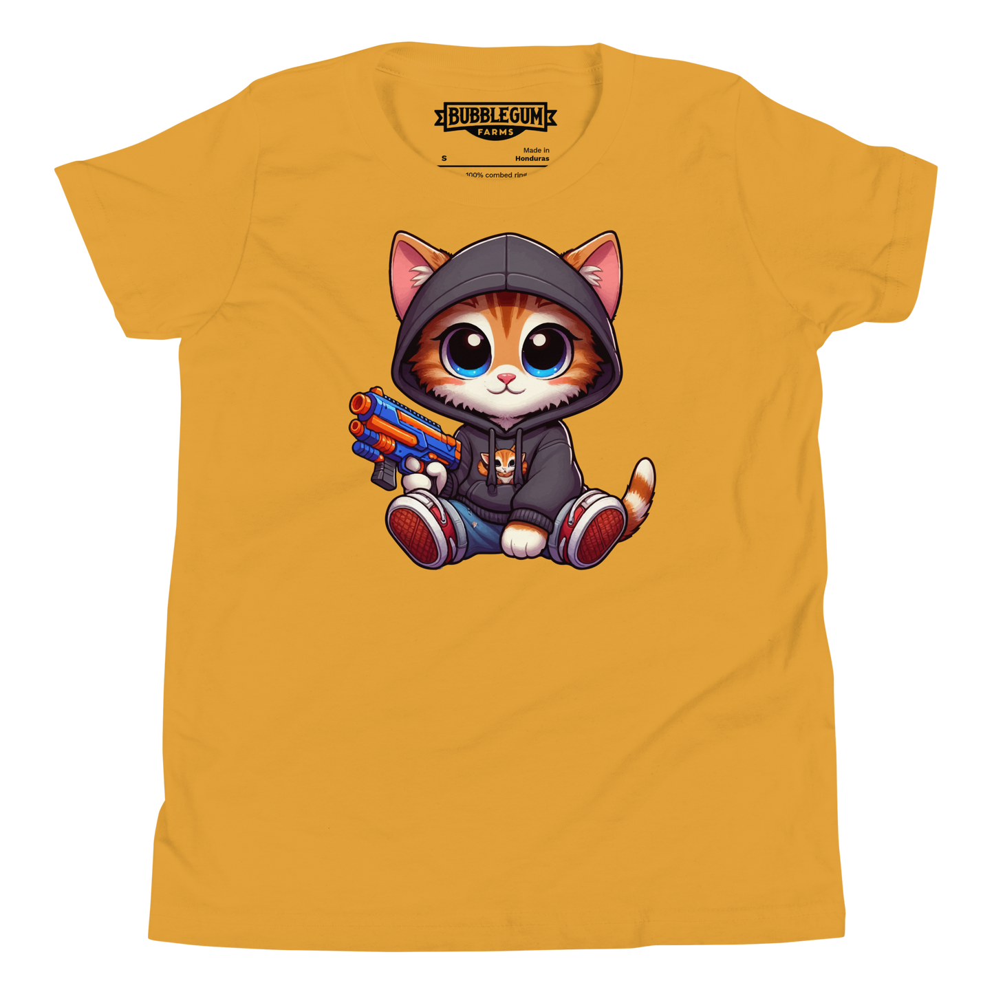 Orange Kitten with Foam Dart Blaster - Youth Staple Tee