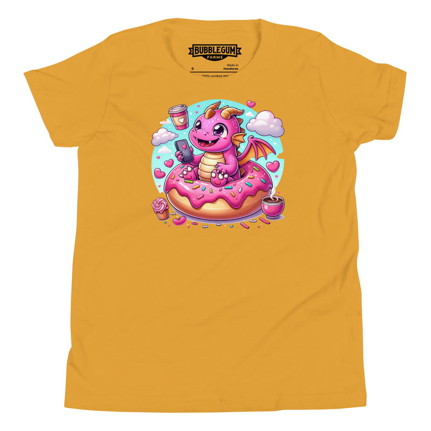 Pink Dragon - Loving Coffee and Donuts - Youth Staple Tee