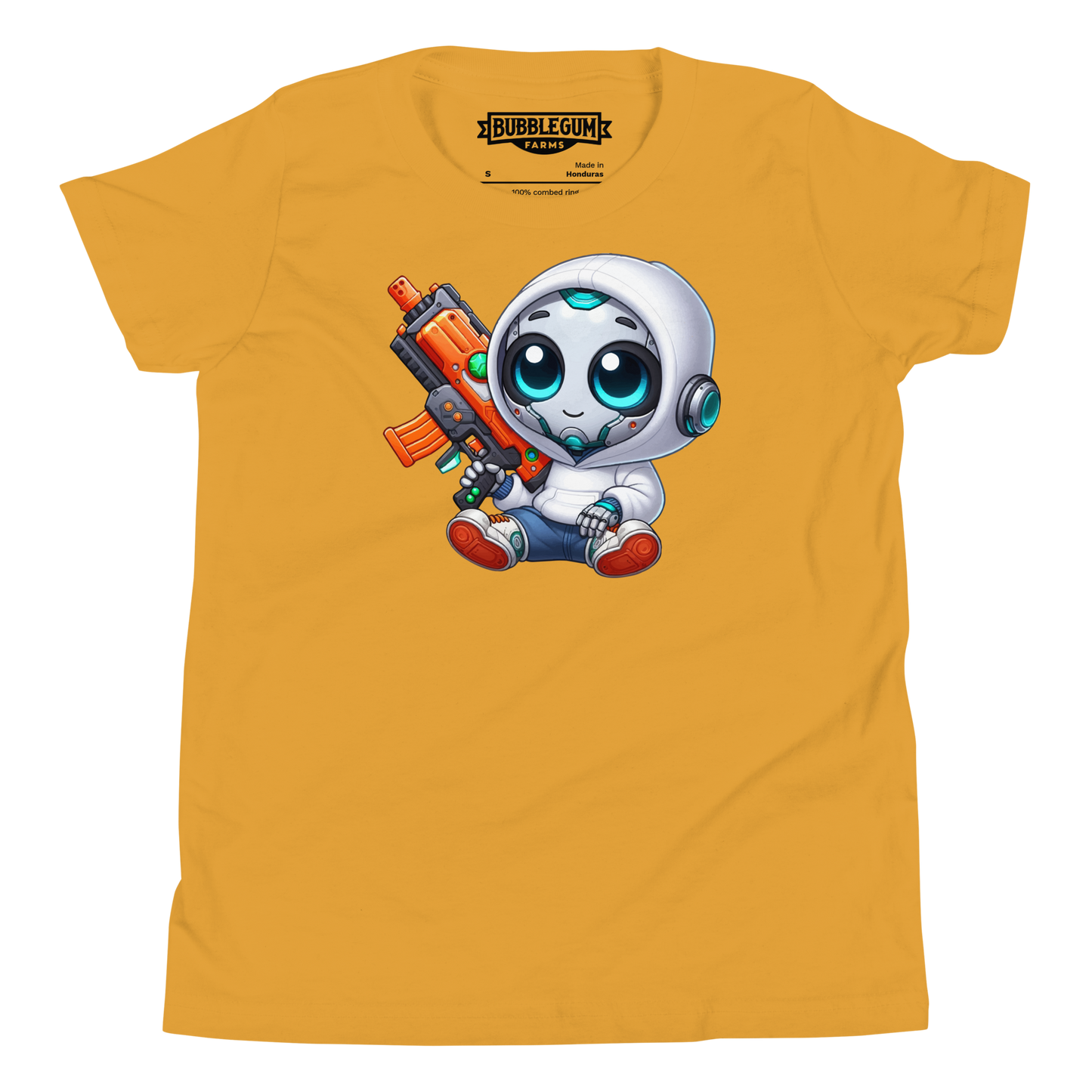 White Robot with Foam Dart Blaster - Youth Staple Tee