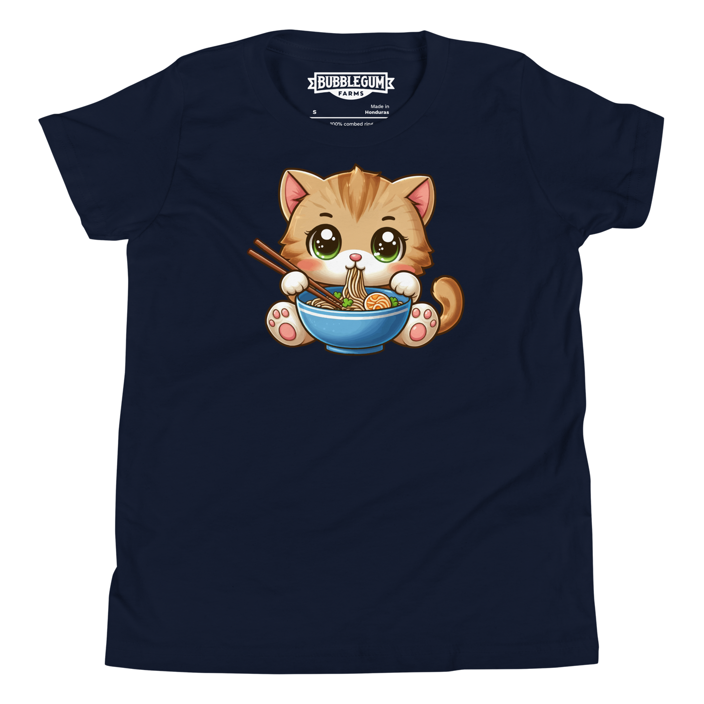 Brown Kitten - Eating Ramen - Youth Staple Tee