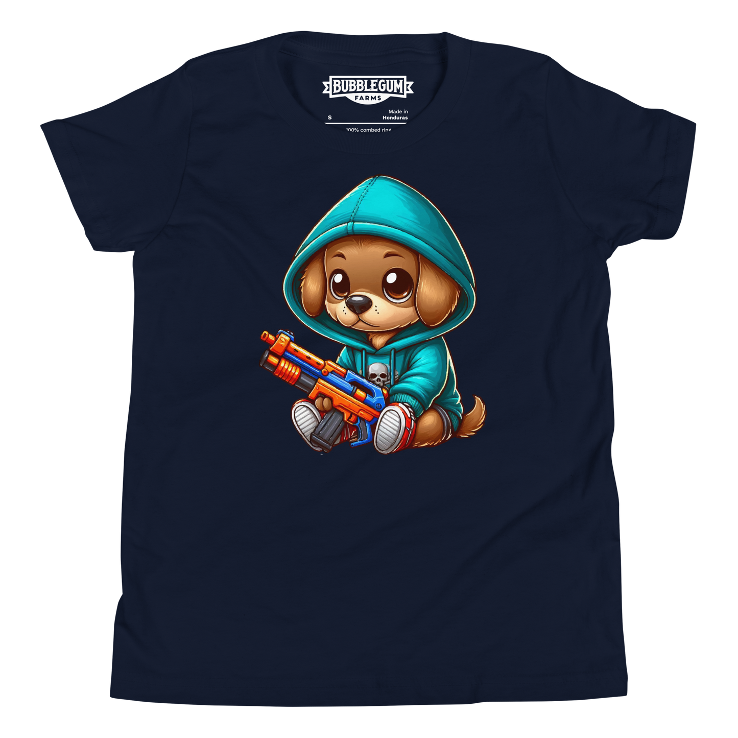 Brown Puppy with Foam Dart Blaster - Youth Staple Tee
