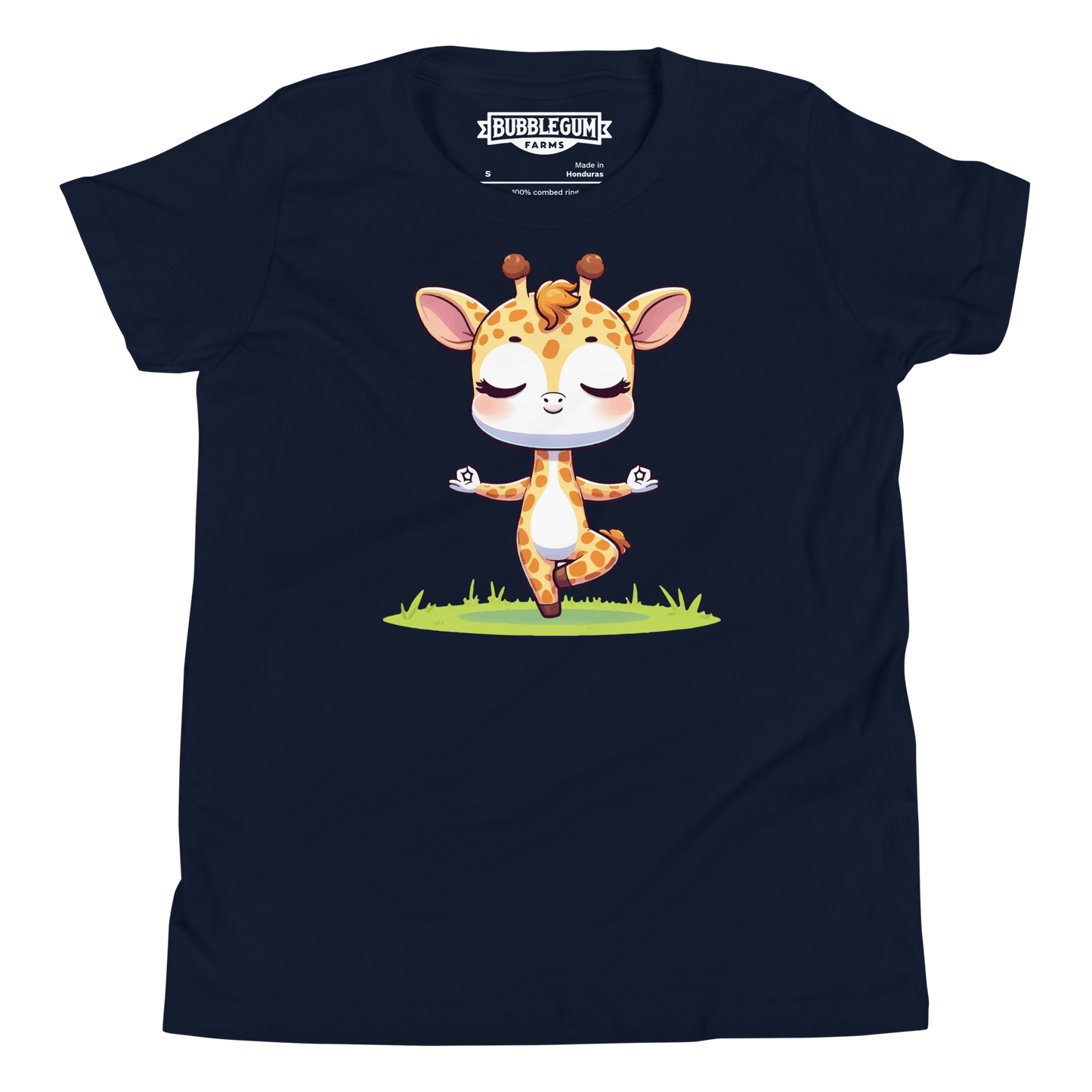 Giraffe doing Yoga - Youth Staple Tee