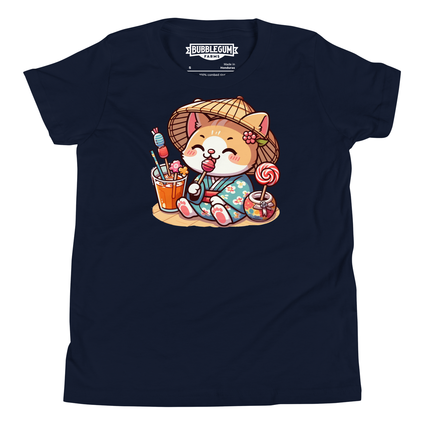Orange Kitten in a Kimono - Youth Staple Tee