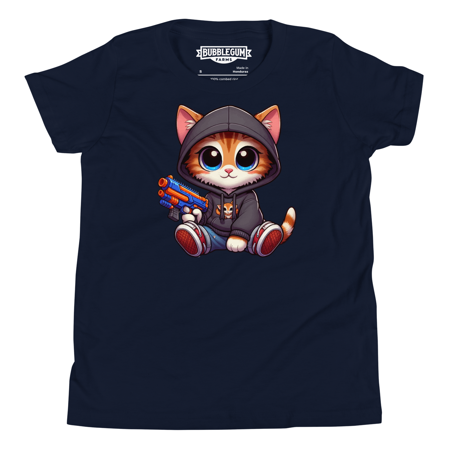 Orange Kitten with Foam Dart Blaster - Youth Staple Tee